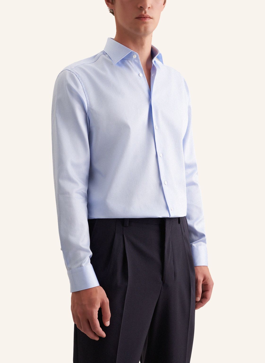 Seidensticker regular fit overhemd, mouwlengte 7, popeline, blauw