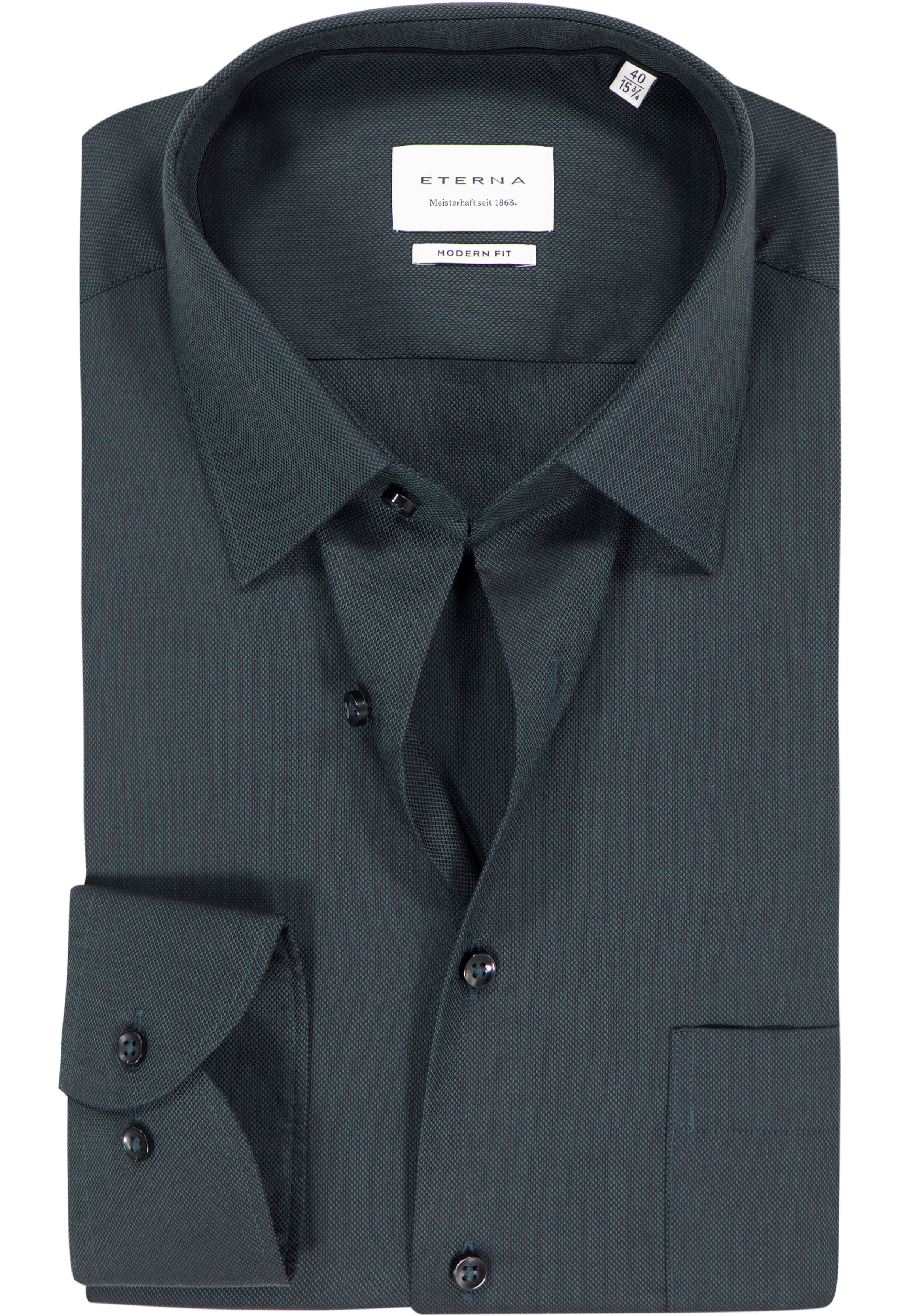 ETERNA modern fit overhemd, natte, donkergroen