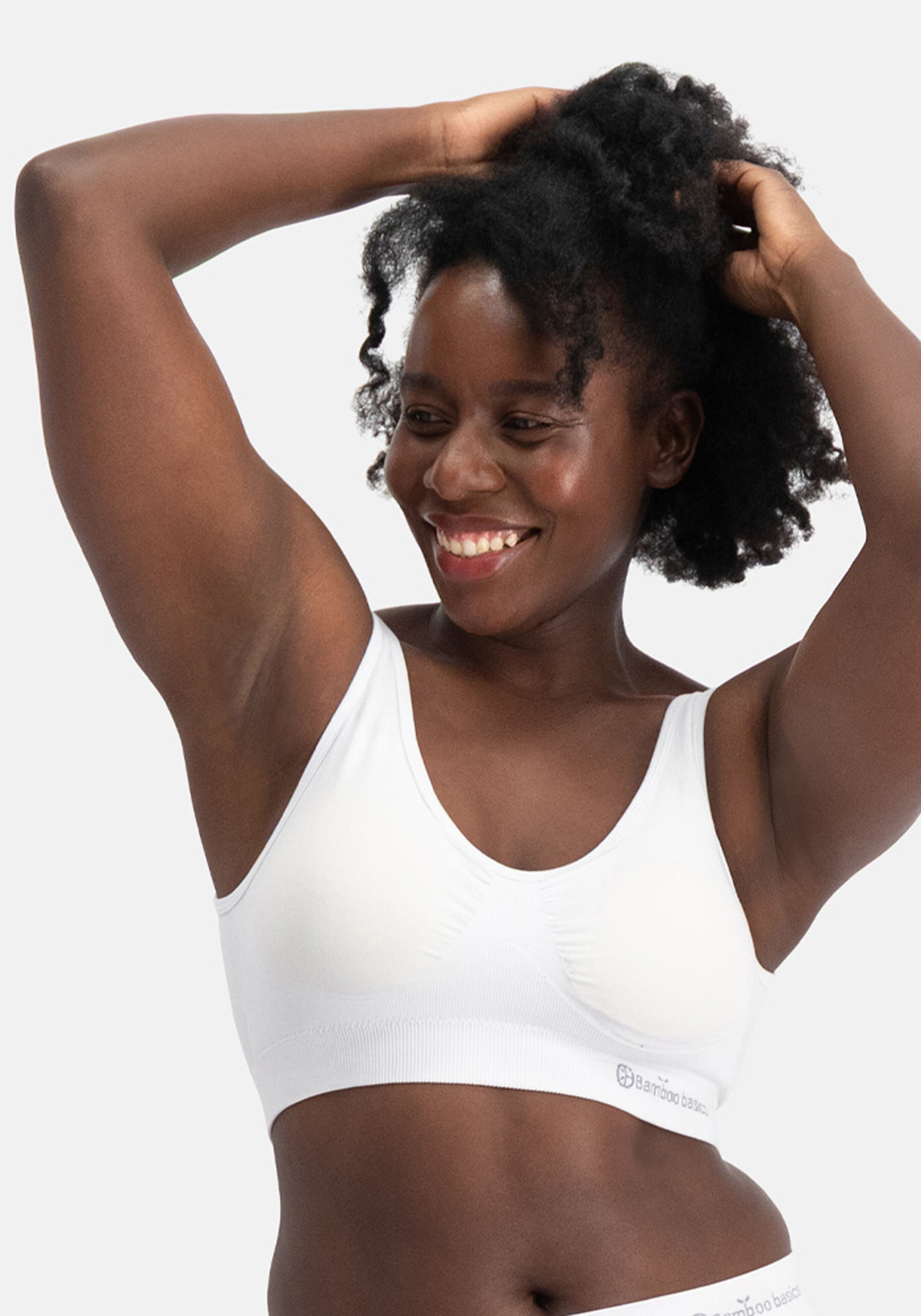 Bamboo Basics Fleur seamless padded bra, dames voorgevormde beugelloze BH naadloos, wit