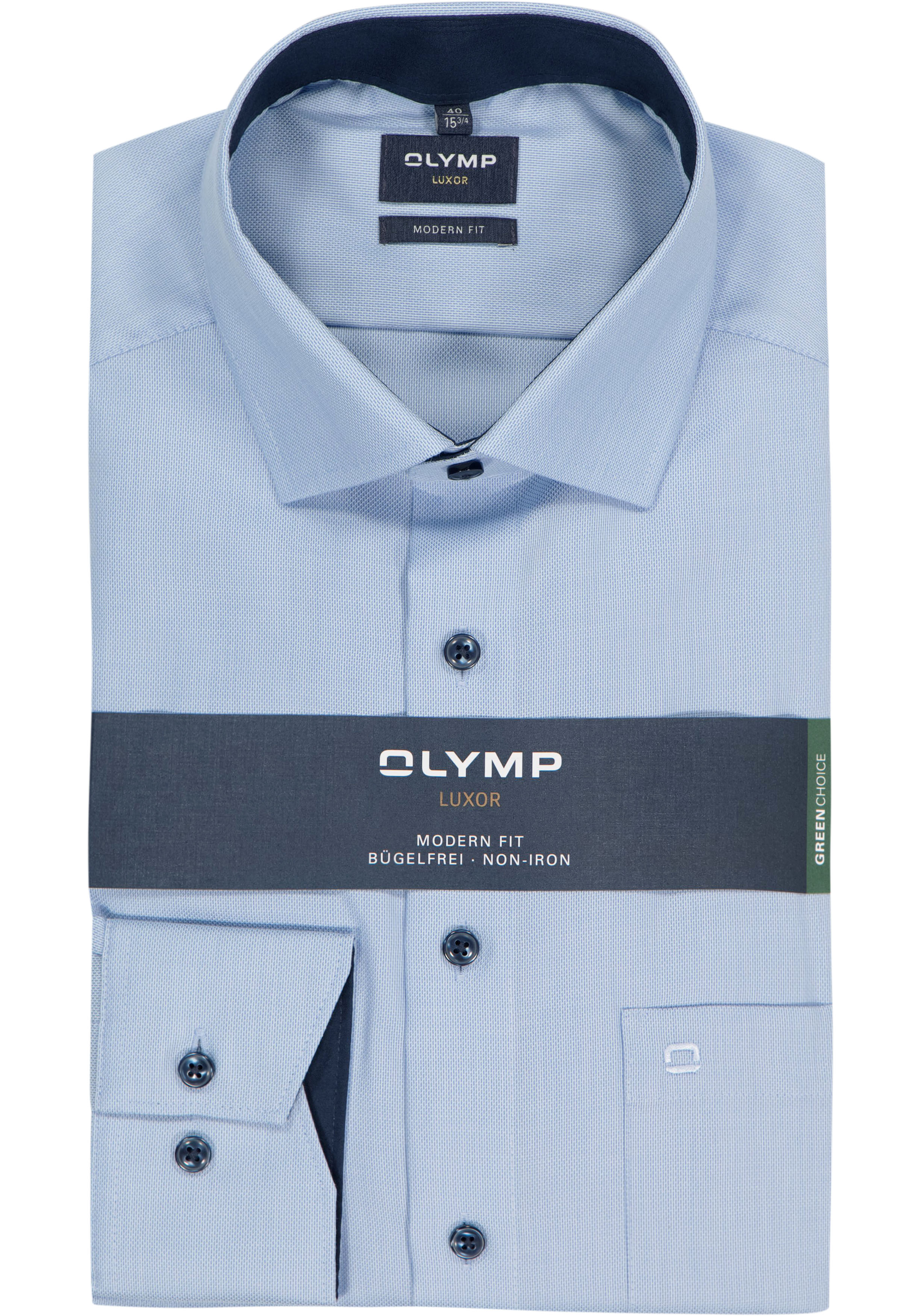 OLYMP Luxor modern fit overhemd, lichtblauw structuur (contrast)  