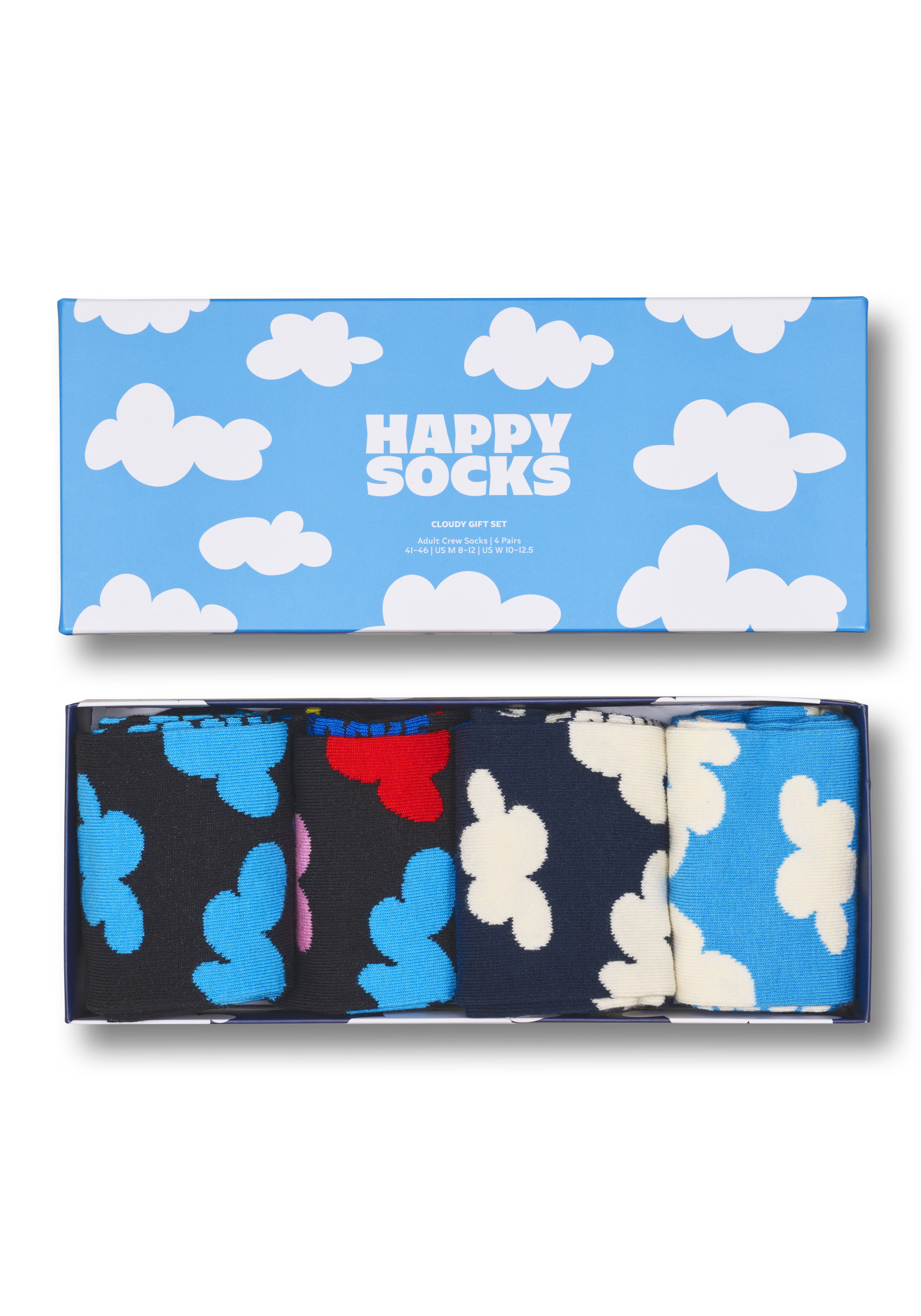 Happy Socks Cloudy Socks Gift Set (4-pack), unisex sokken in cadeauverpakking, lichtblauw