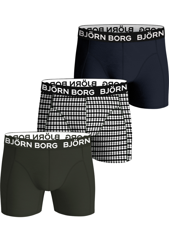 Bjorn Borg Bamboo Cotton Blend boxers, heren boxers normale lengte (3-pack), navy blauw, print, grijs Bjorn Borg Bamboo Cotton Blend boxers, heren boxers normale lengte (3-pack), navy blauw, print, grijs