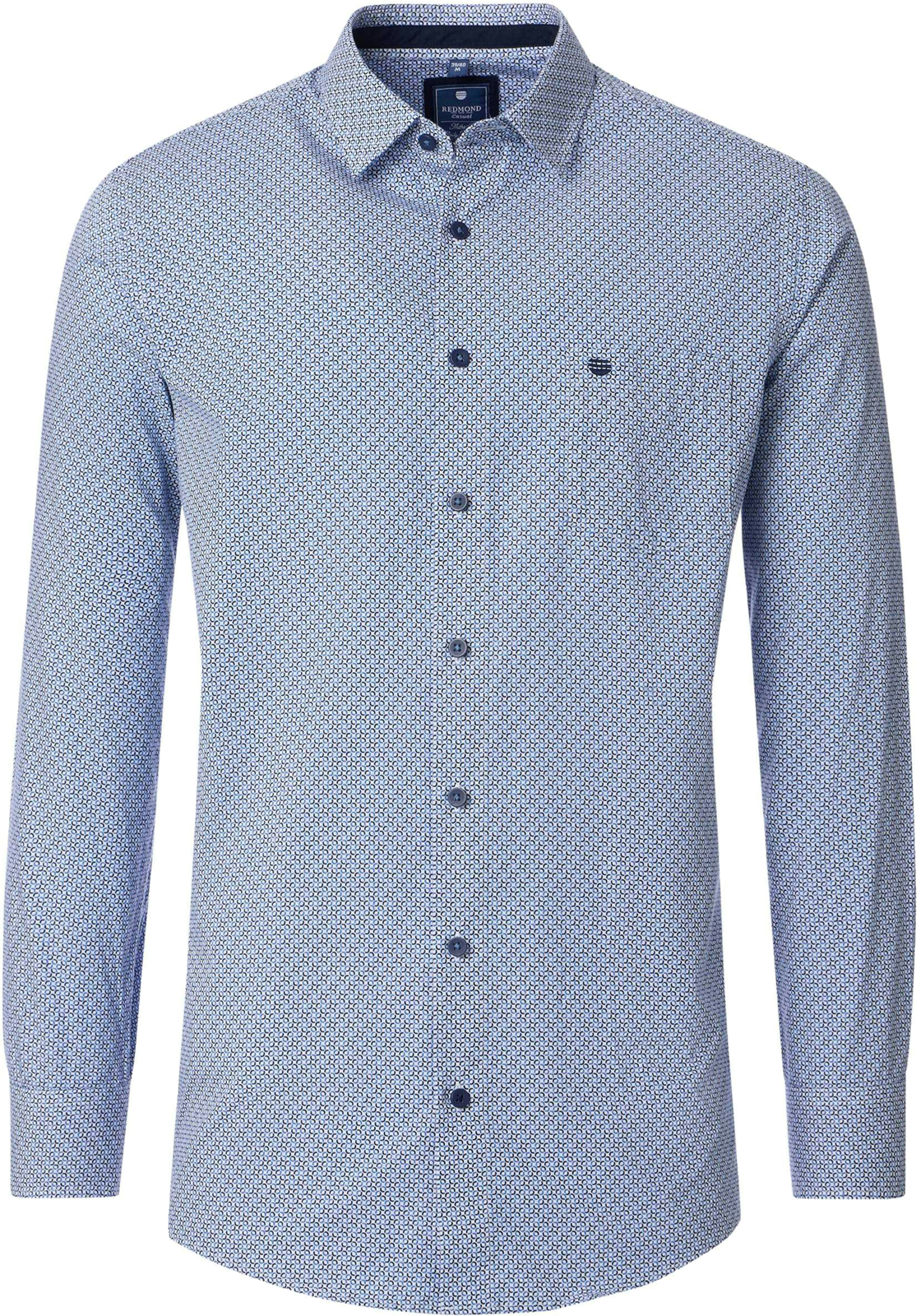 Redmond comfort fit overhemd, popeline, blauw met wit dessin Redmond comfort fit overhemd, popeline, blauw met wit dessin