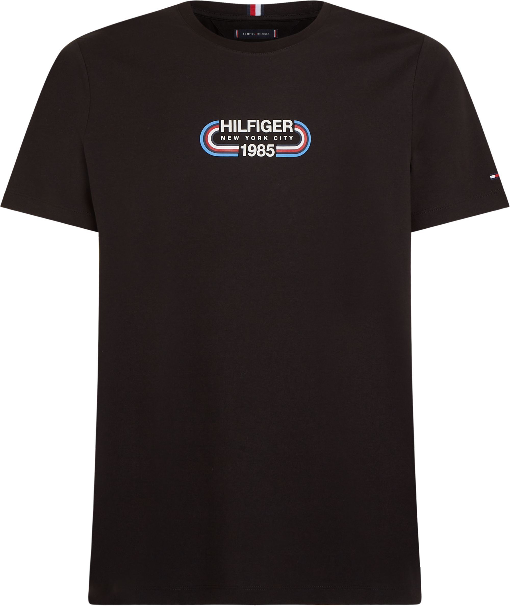 Tommy Hilfiger Hilfiger Track Graphic Tee, heren T-shirt korte mouw O-hals, zwart