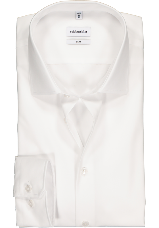 Seidensticker slim fit overhemd, mouwlengte 7, wit Seidensticker slim fit overhemd, mouwlengte 7, wit