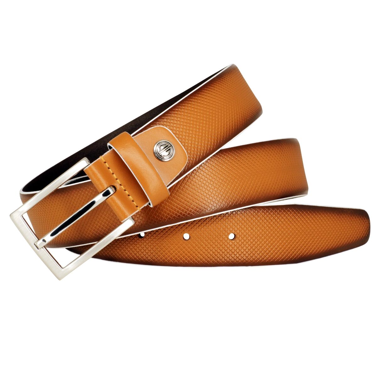 LINDENMANN leren heren riem, cognac