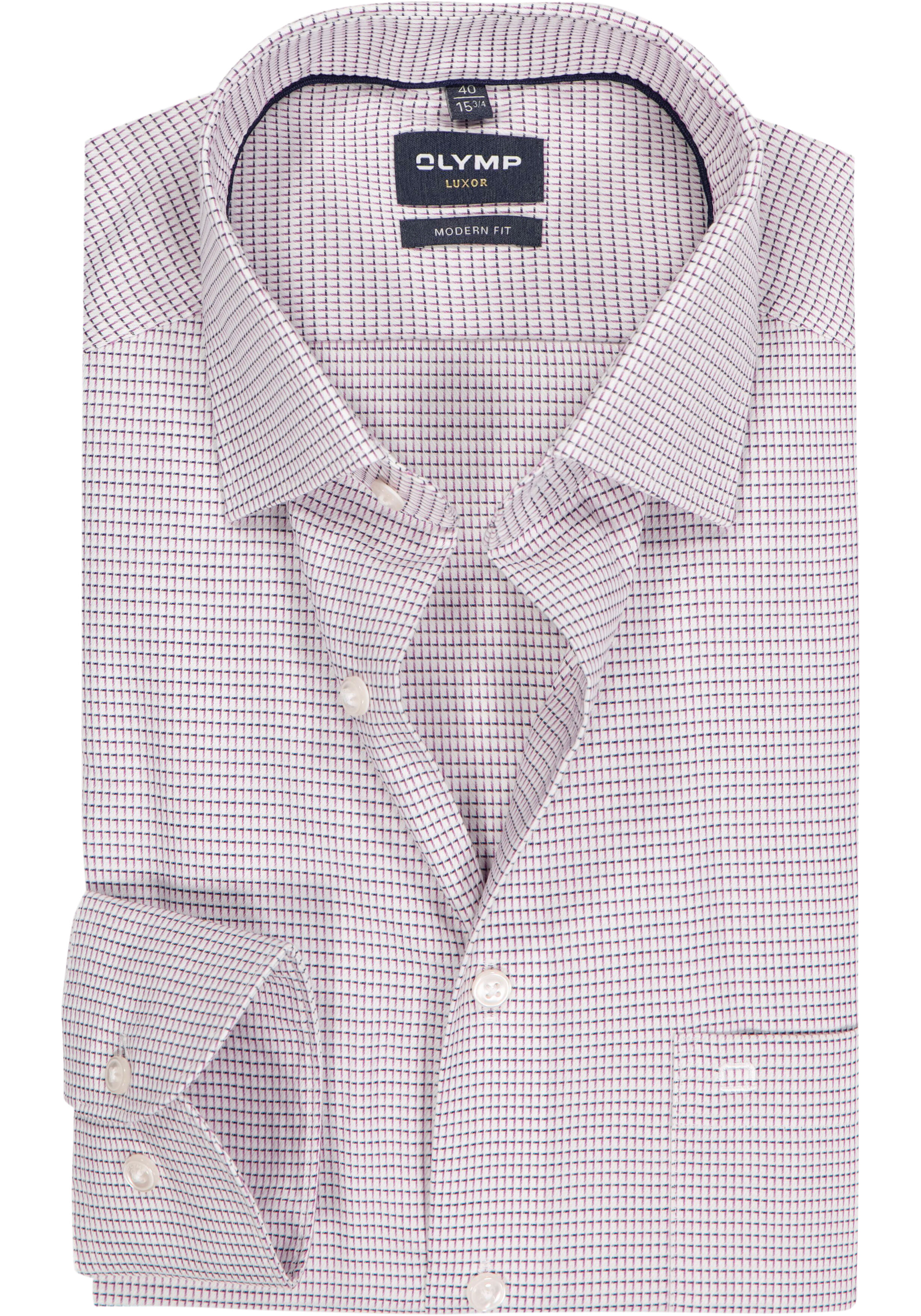 OLYMP Luxor modern fit overhemd, structuur, mauve paars