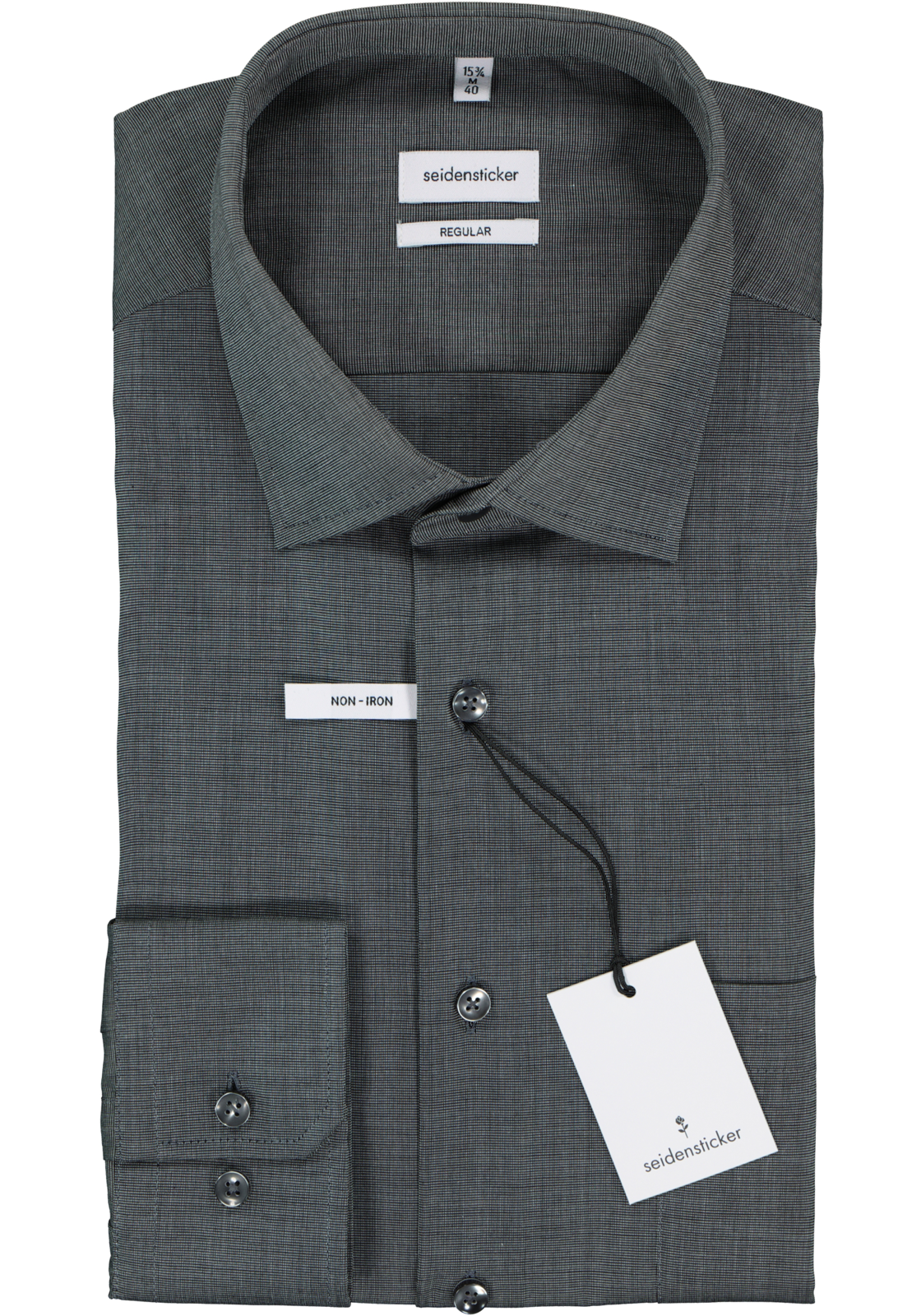 Seidensticker regular fit overhemd, grijs fil a fil Seidensticker regular fit overhemd, grijs fil a fil