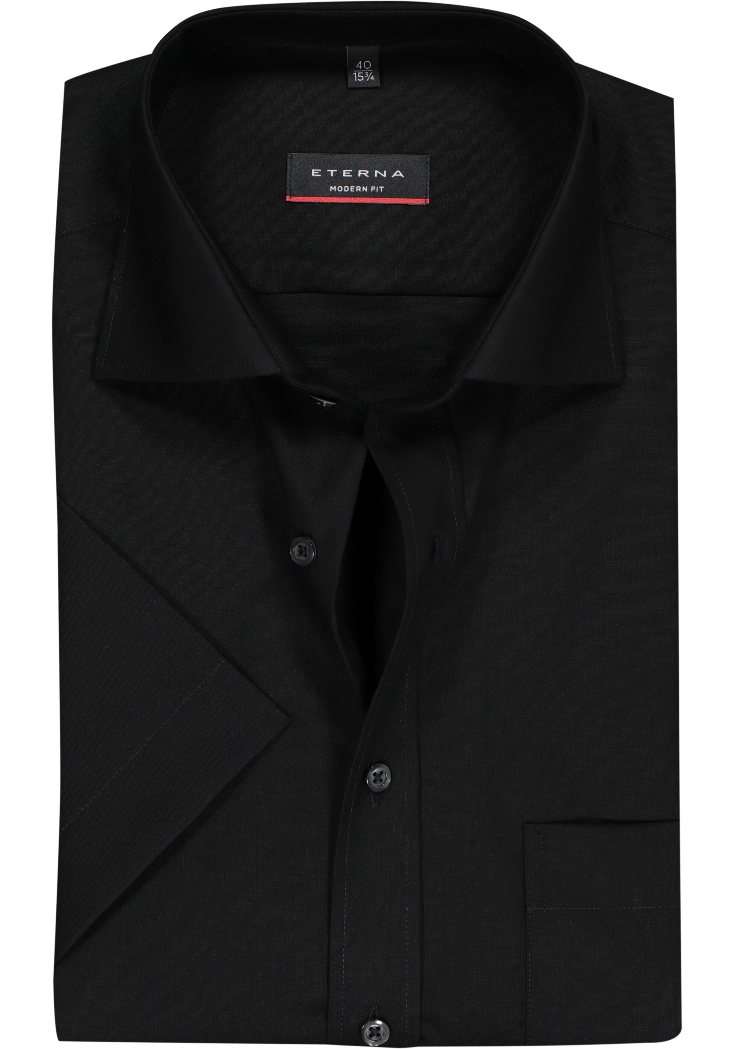 ETERNA modern fit overhemd, korte mouw, poplin heren overhemd, zwart
