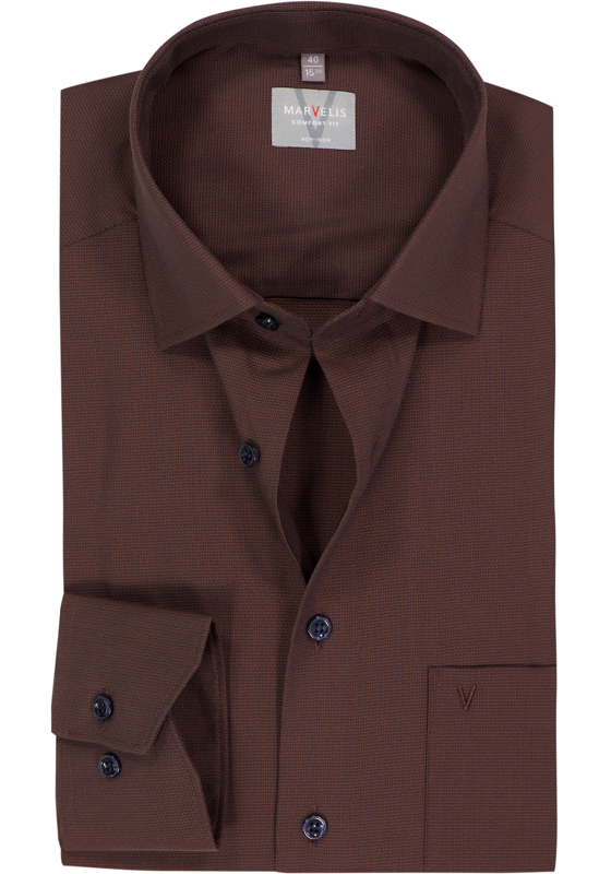 MARVELIS comfort fit overhemd, structuur, chocoladebruin MARVELIS comfort fit overhemd, structuur, chocoladebruin