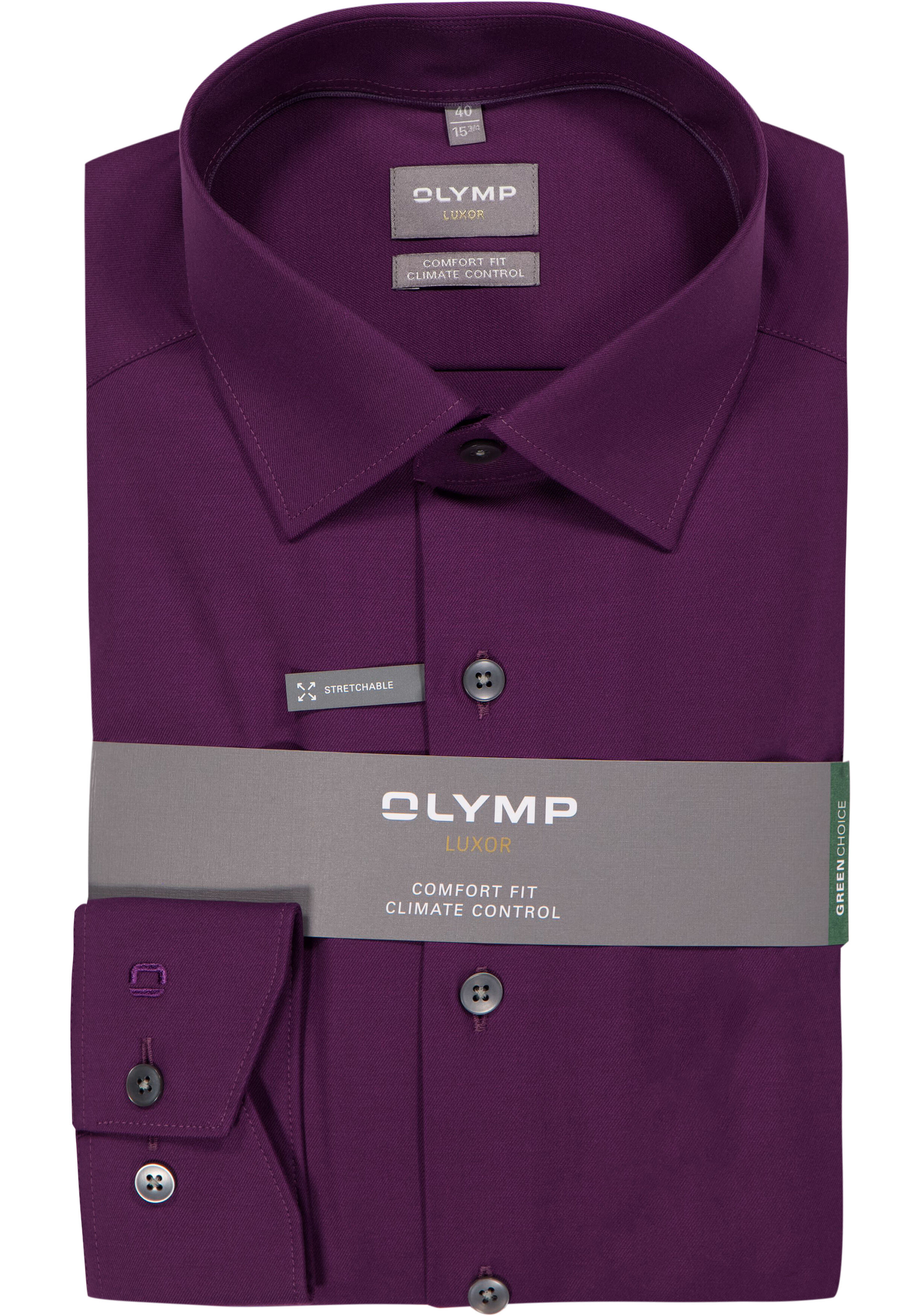 OLYMP 24/7 Luxor comfort fit overhemd, twill, donker mauve paars