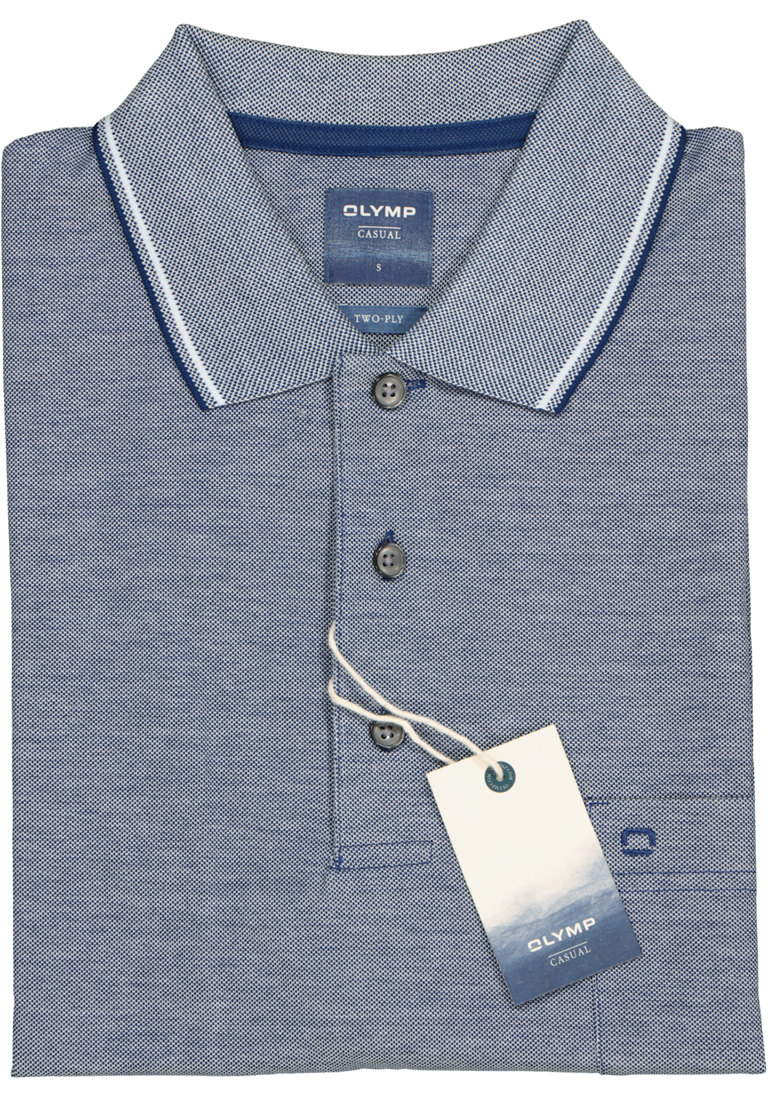 4-4057242376291_olymp_polo_HR OLYMP modern fit poloshirt, blauw melange