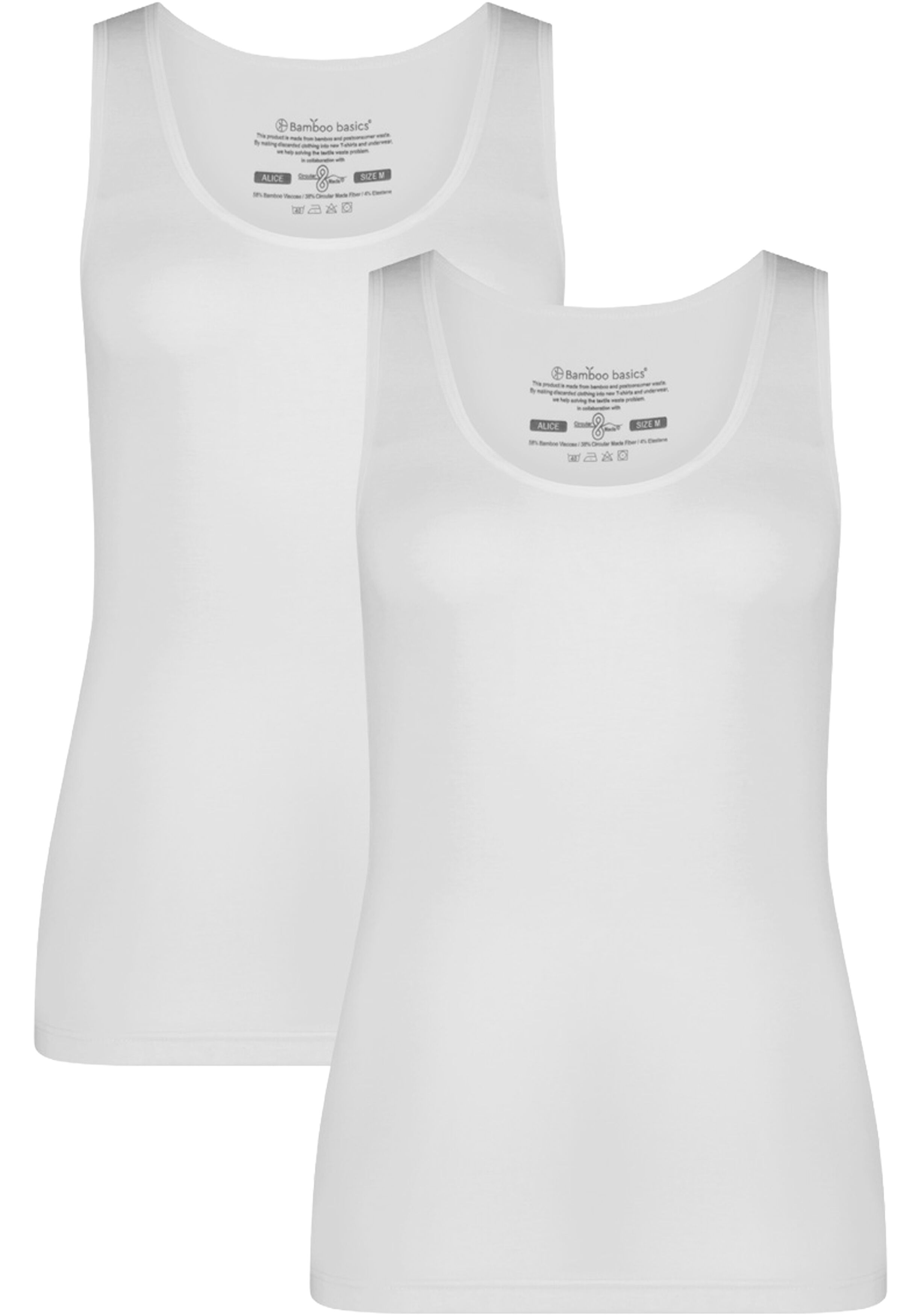 Bamboo Basics Alice singlet (2-pack), dames hemd, off white