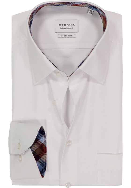 ETERNA modern fit overhemd, twill, wit ETERNA modern fit overhemd, twill, wit