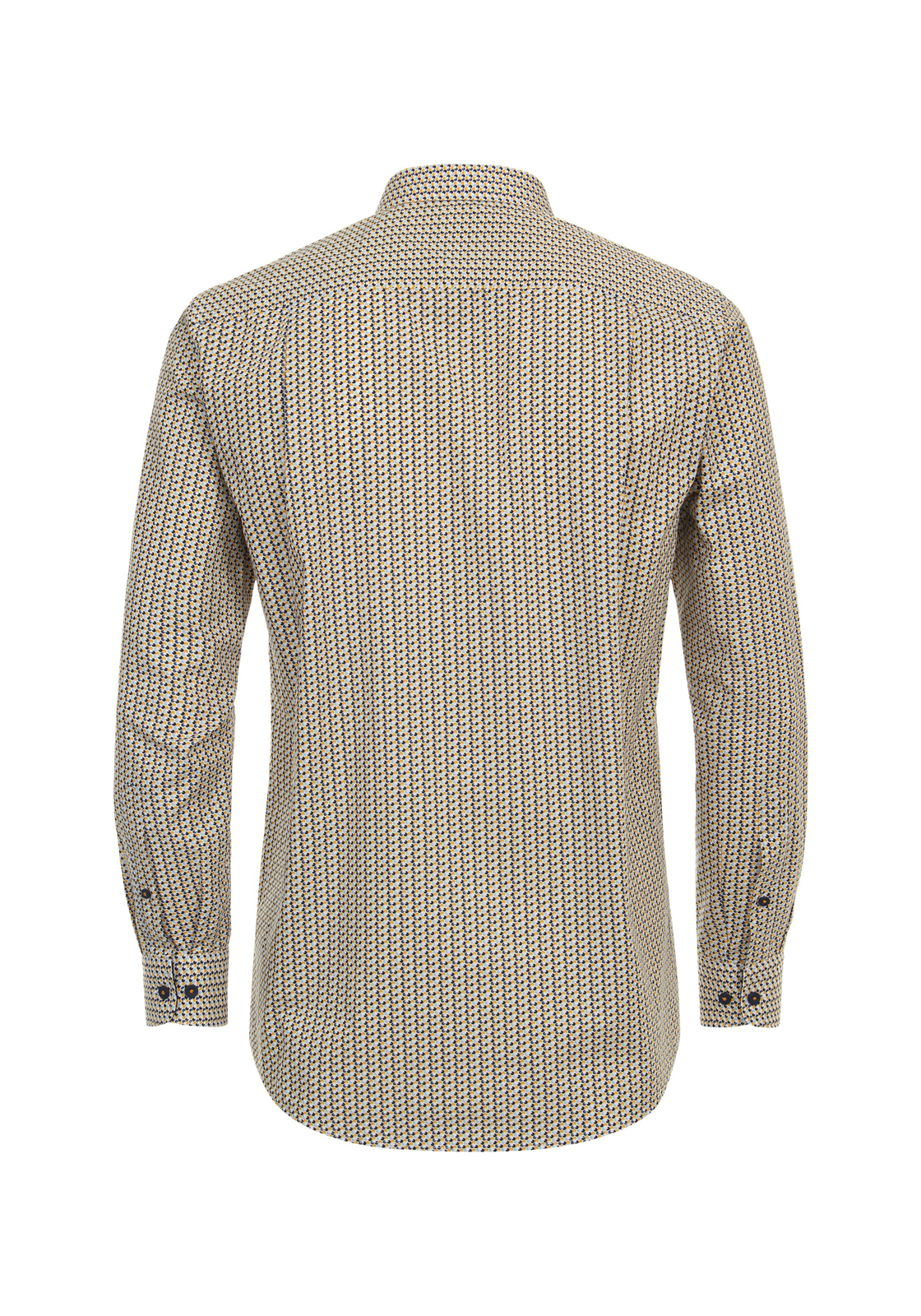 Redmond comfort fit overhemd, popeline, wit met geel en blauw dessin Redmond comfort fit overhemd, popeline, wit met geel en blauw dessin