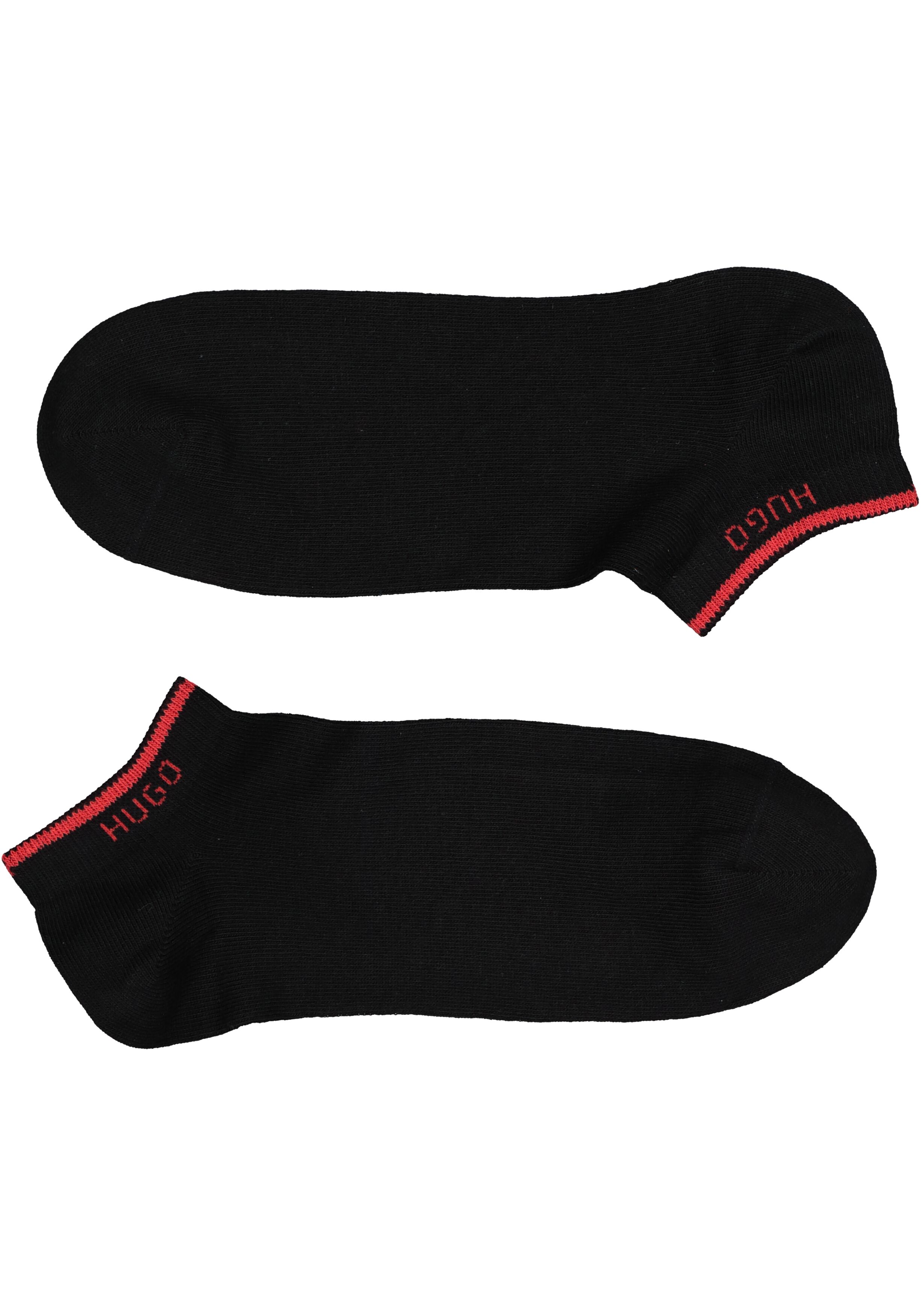 HUGO logo sokken (2-pack), heren enkelsokken, zwart