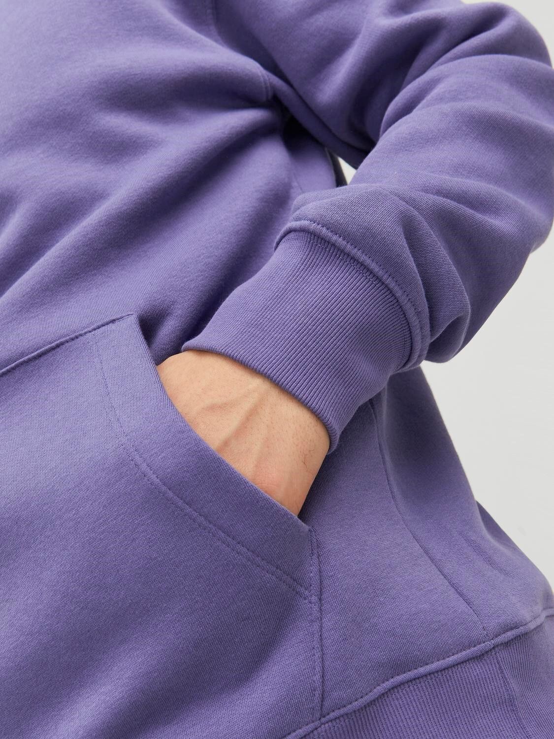 JACK & JONES Star jj sweat hood regular fit, heren hoodie katoenmengsel met capuchon, paars