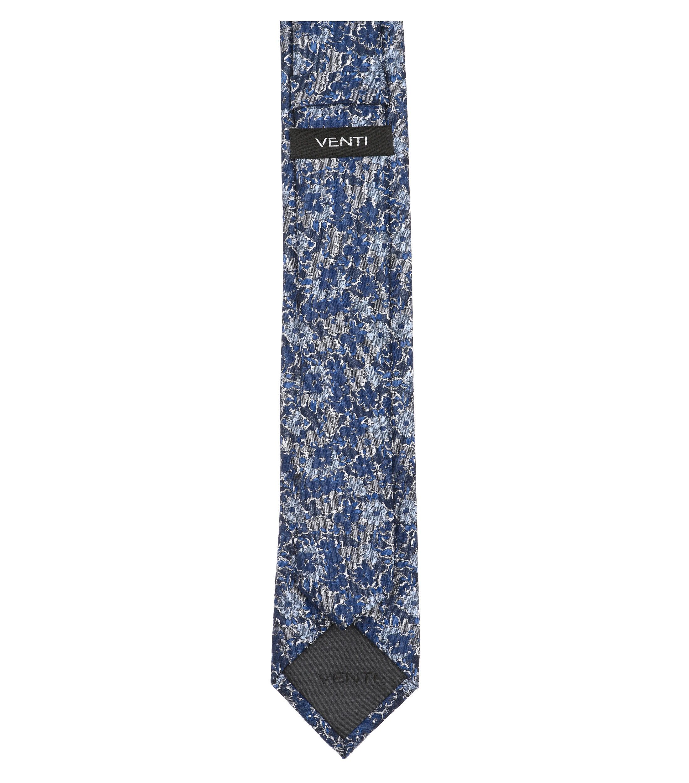 VENTI stropdas, donkerblauw, blauw, grijs dessin