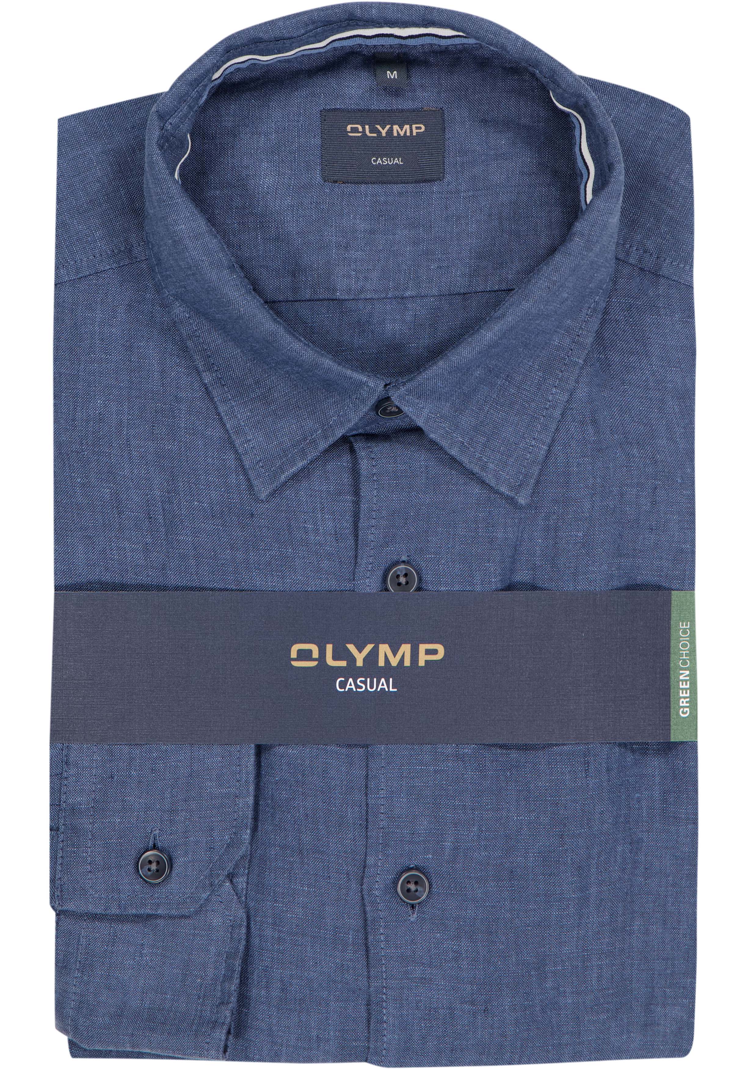 OLYMP Casual regular fit overhemd, structuur, royal blauw