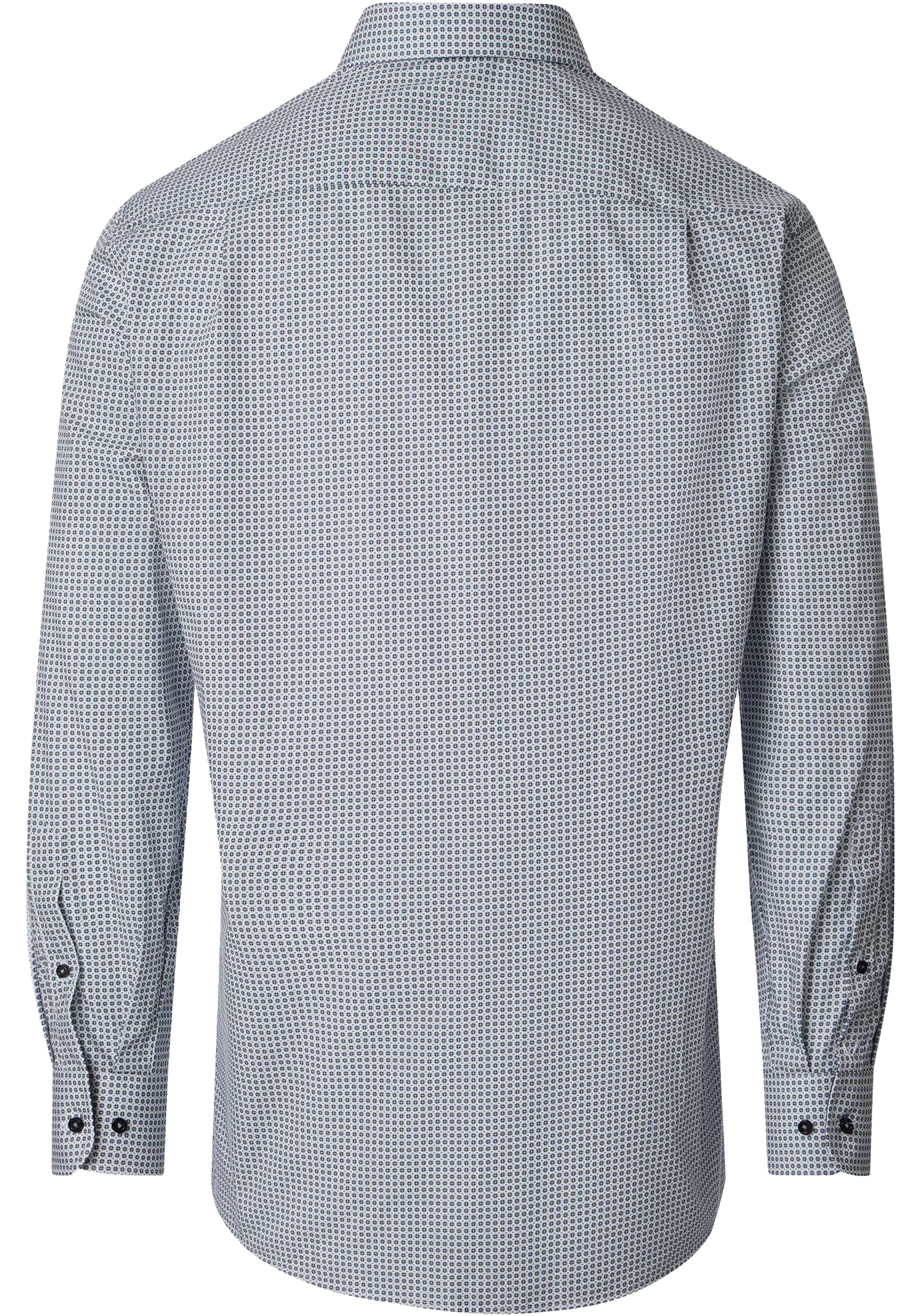 VENTI CASA MODA comfort fit overhemd, mouwlengte 72 cm, popeline, wit met zwart en grijs dessin