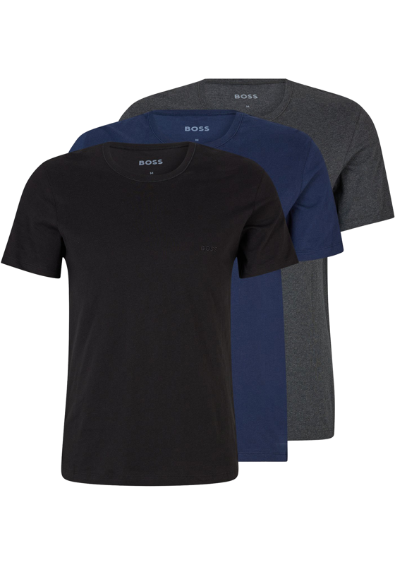 HUGO BOSS Classic T-shirts regular fit (3-pack), heren T-shirts O-hals, blauw, navy, grijs HUGO BOSS Classic T-shirts regular fit (3-pack), heren T-shirts O-hals, blauw, navy, grijs