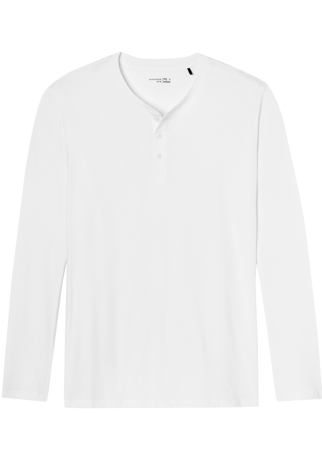 1-4007065358974-schiesser-mixrelax-shirt_HR SCHIESSER Mix+Relax T-shirt, lange mouw O-hals met knoopjes, wit