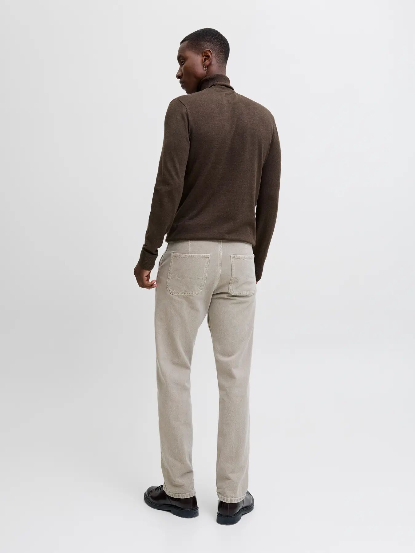 JACK & JONES Emil knit roll neck slim fit, heren pullover viscosemengsel met col, bruin (mulch twist)
