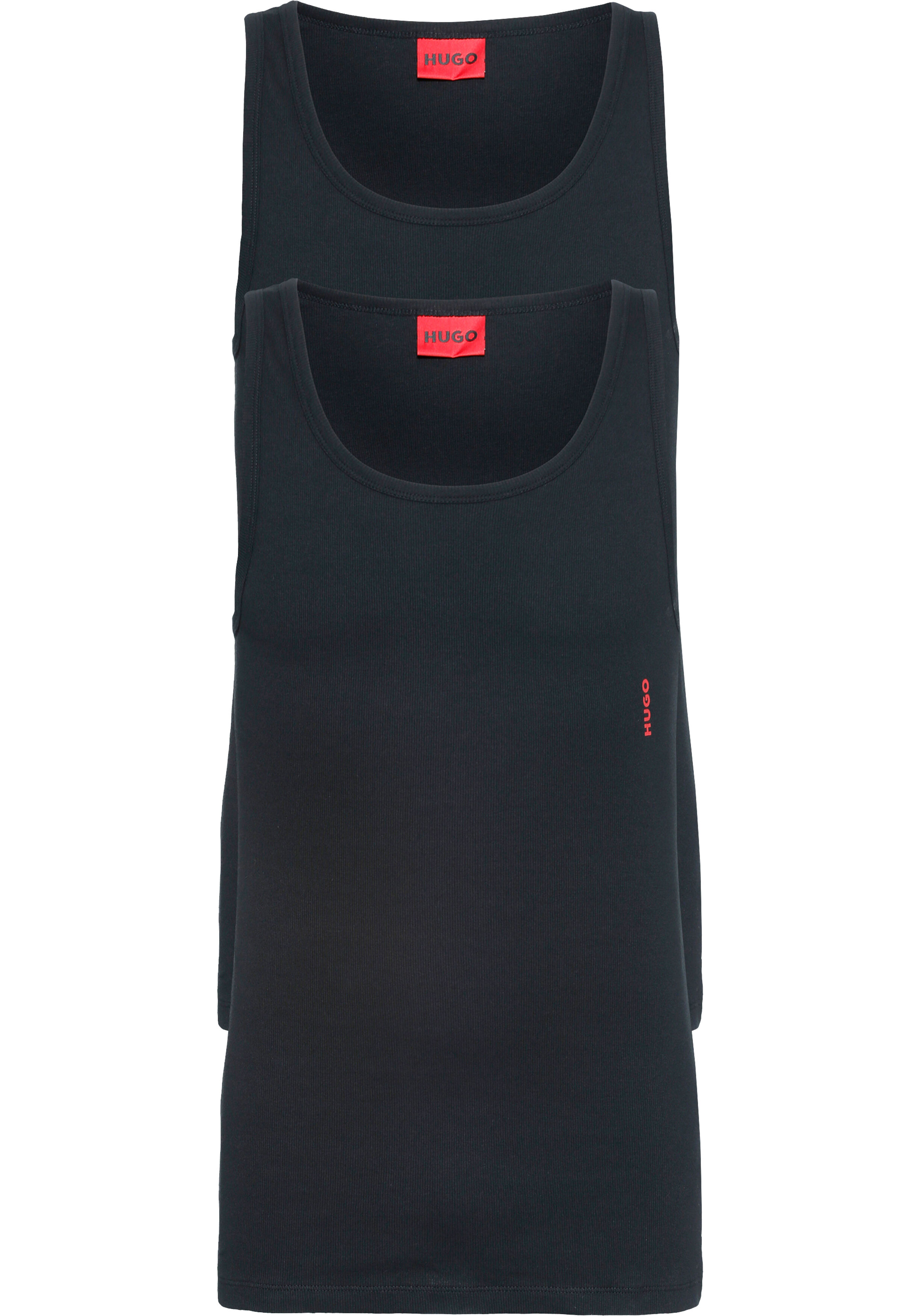 HUGO stretch tanktops slim fit (2-pack), heren singlets O-hals, zwart