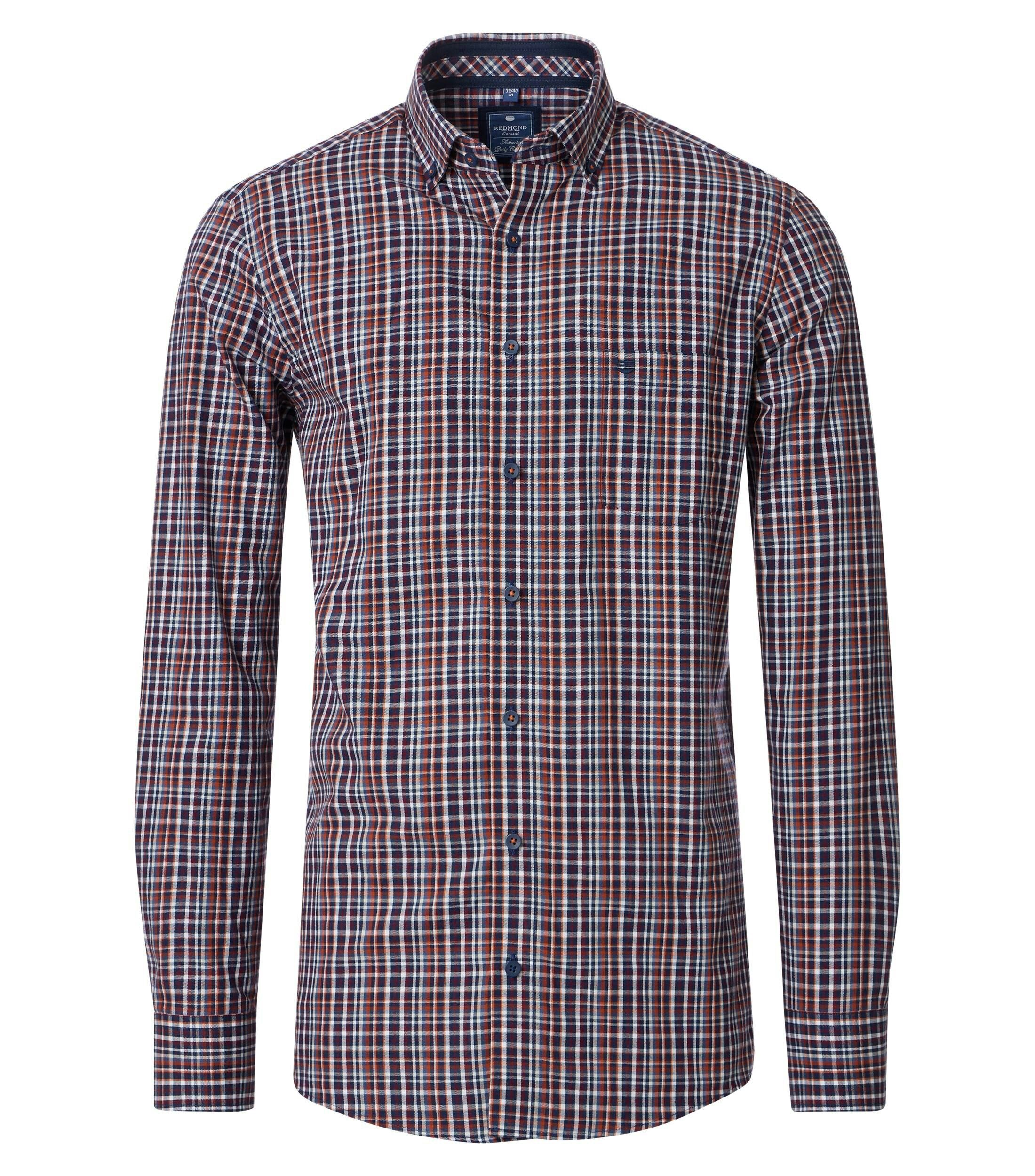 Redmond comfort fit overhemd, twill, rood geruit