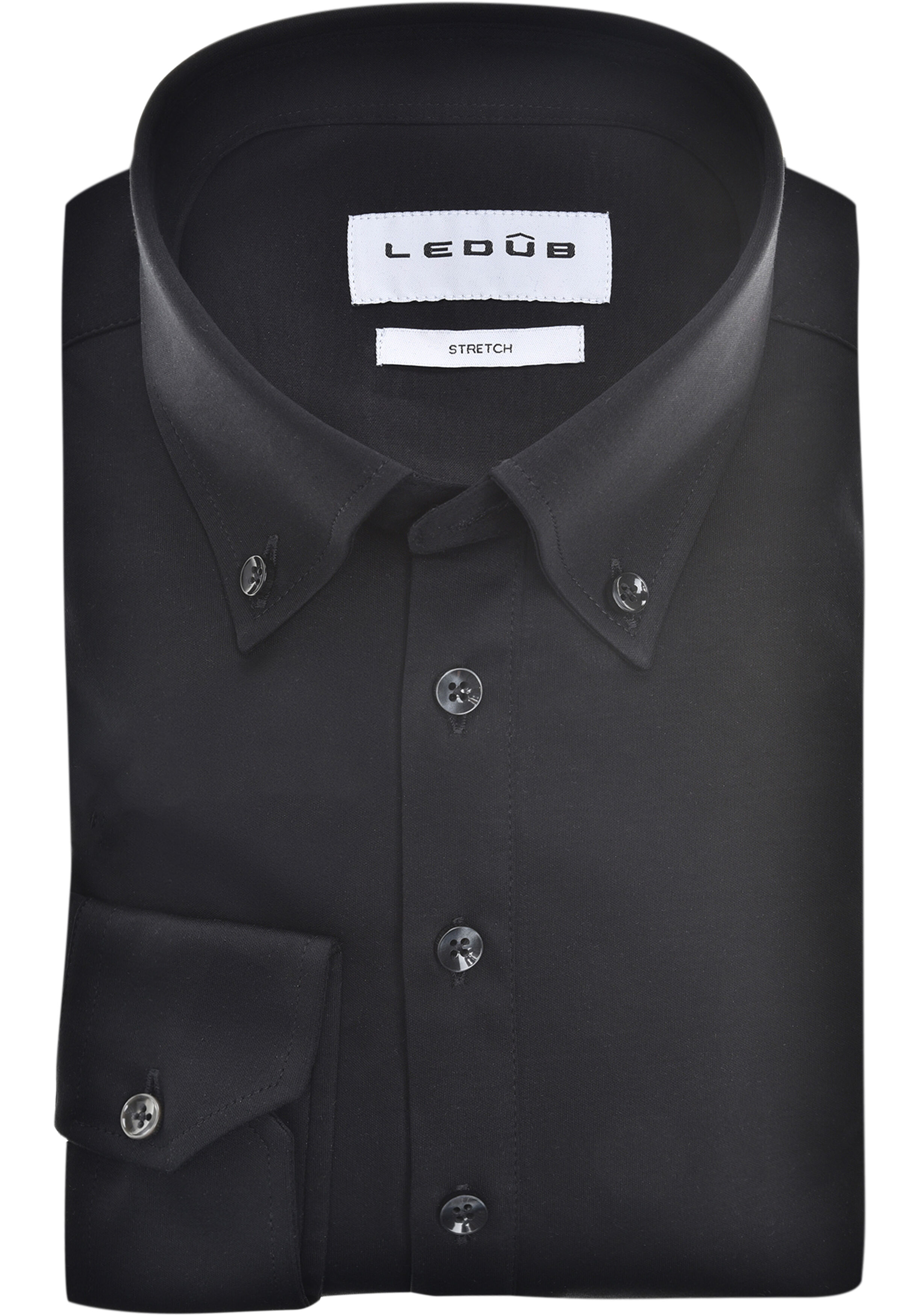 Ledub modern fit polo overhemd, tricot, jersey, zwart