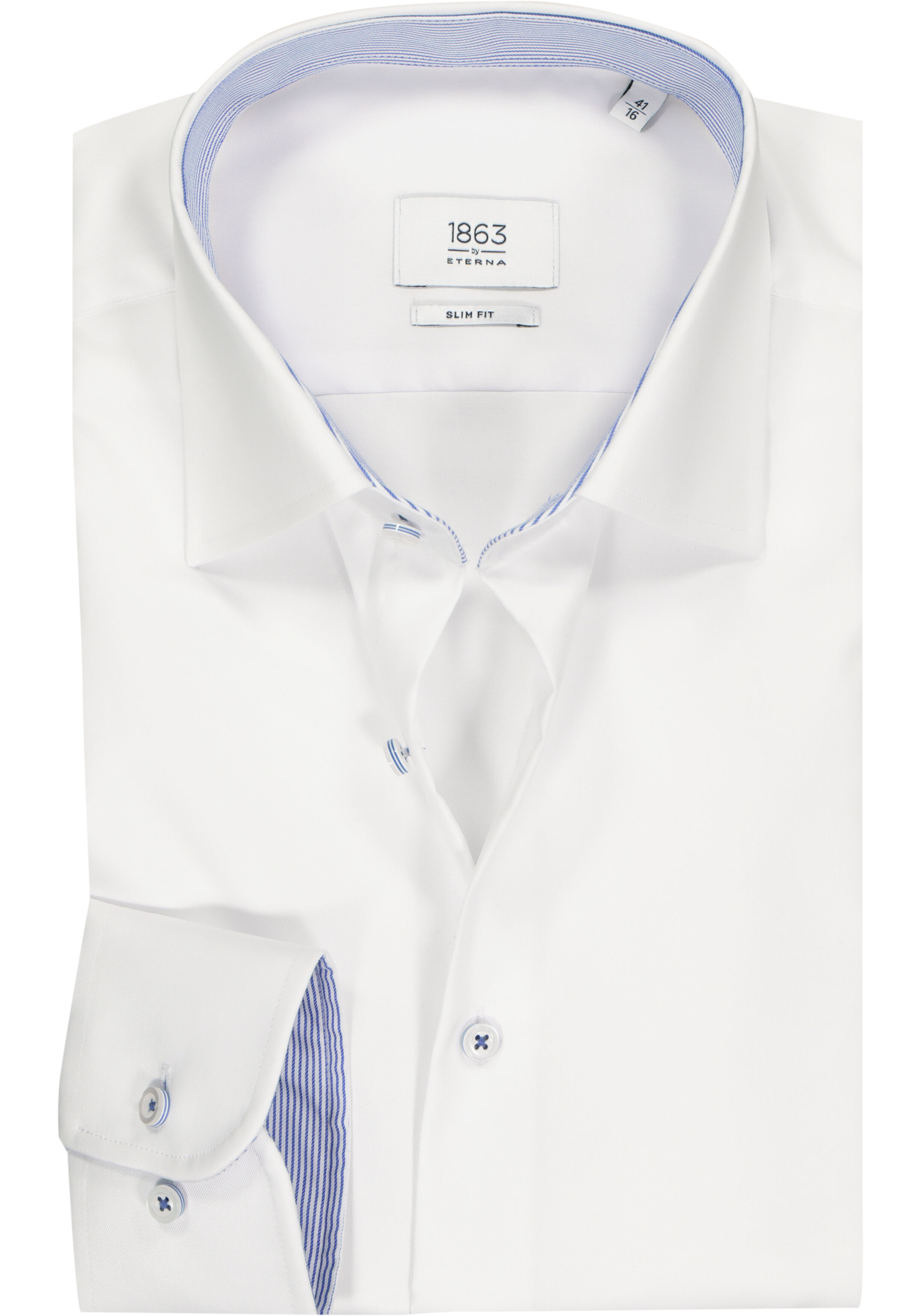 ETERNA 1863 slim fit premium overhemd, 2-ply twill heren overhemd, wit (contrast)