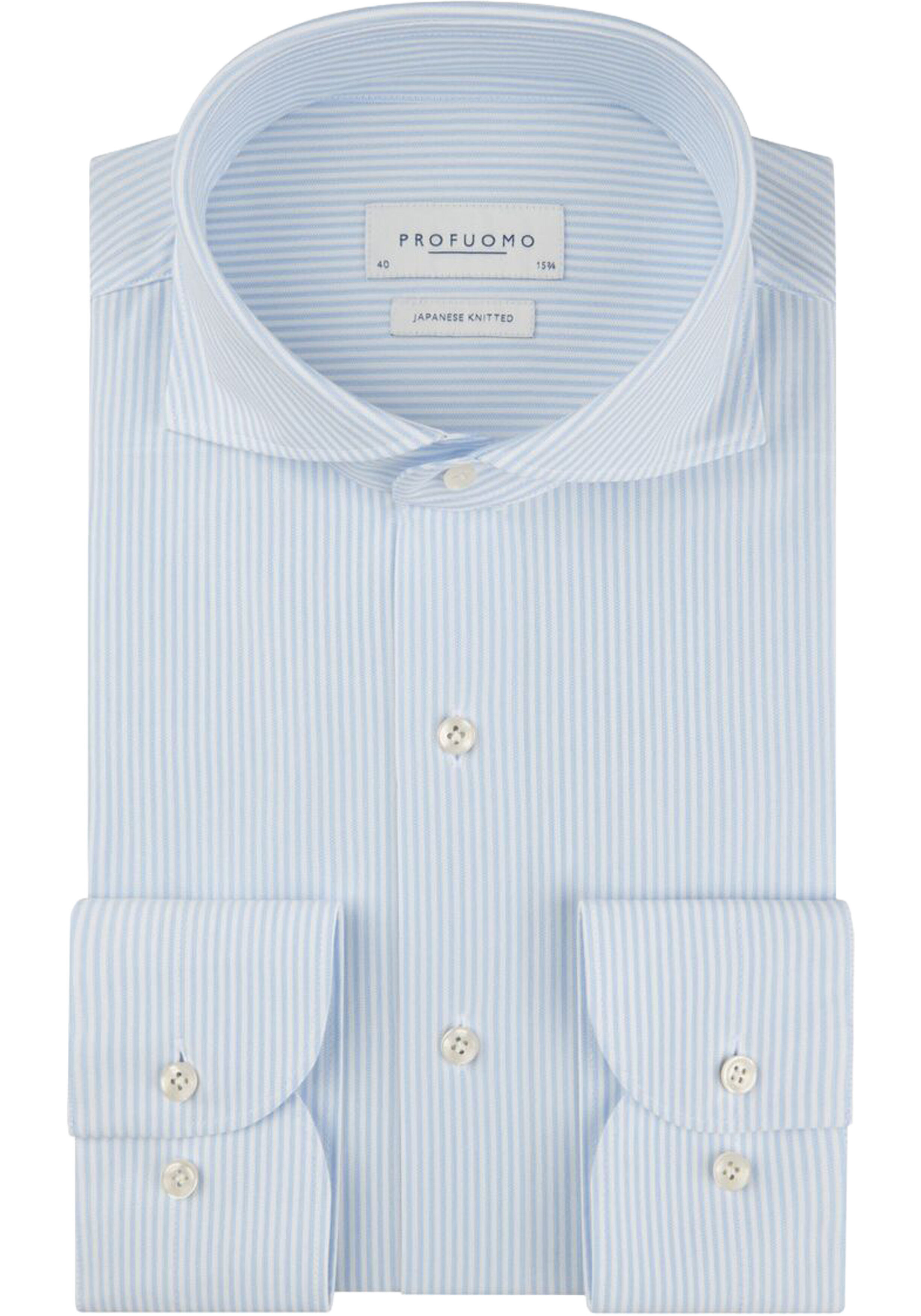 Profuomo slim fit heren overhemd, jersey, lichtblauw