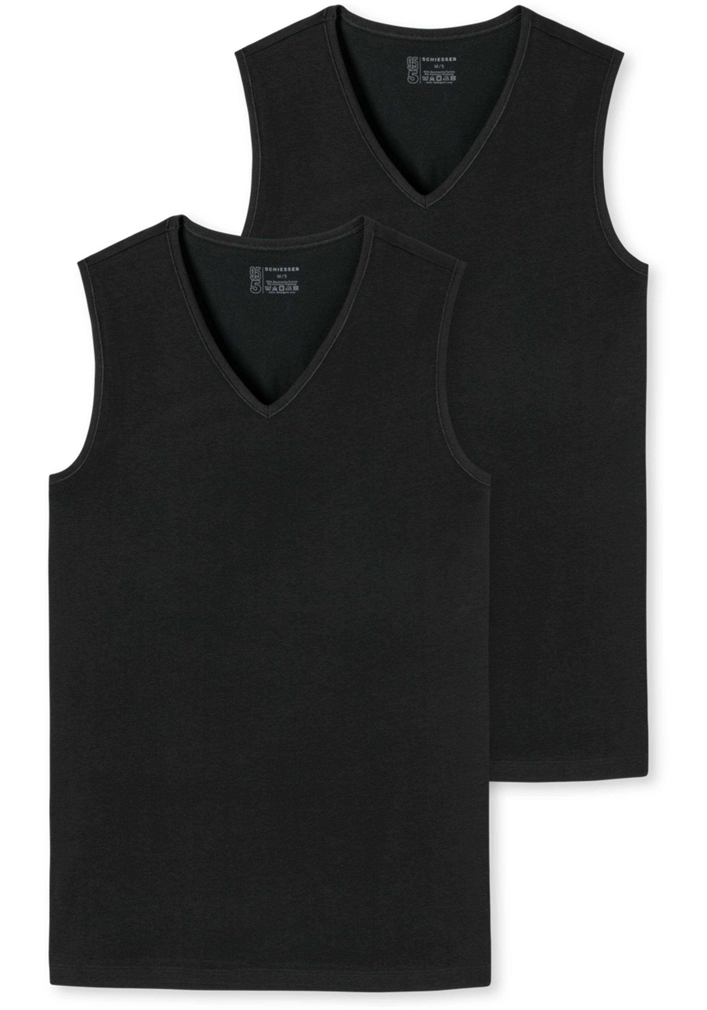 SCHIESSER 95/5 tanktops (2-pack), V-hals, zwart
