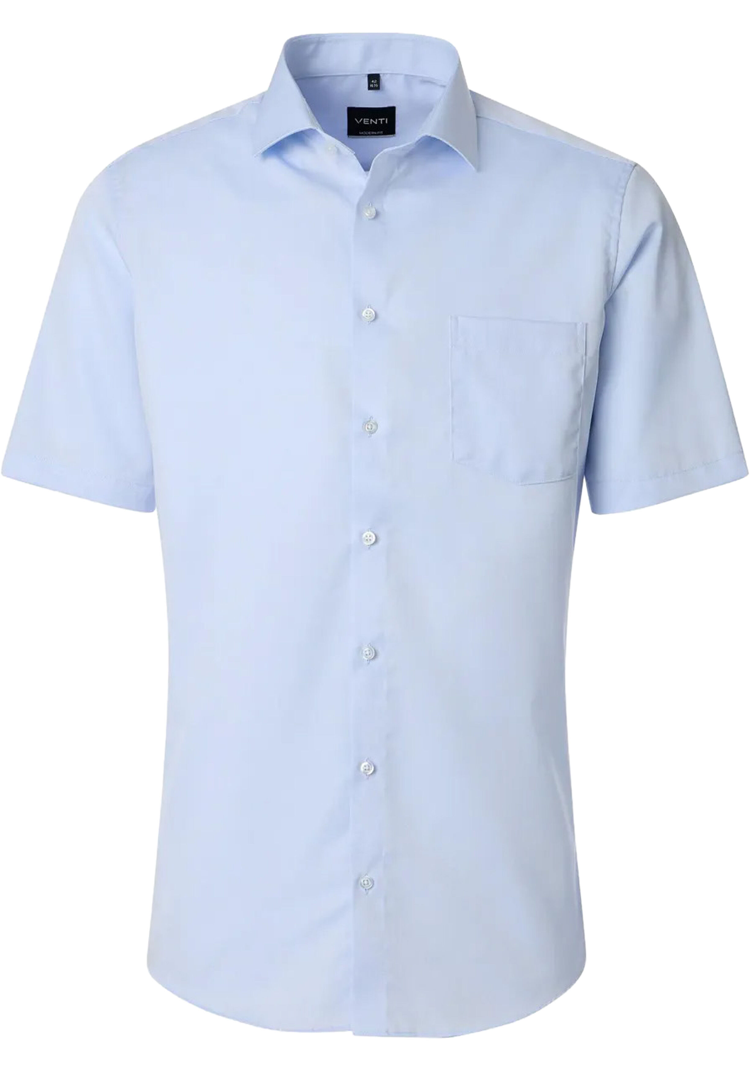 VENTI modern fit overhemd, korte mouw, twill, lichtblauw