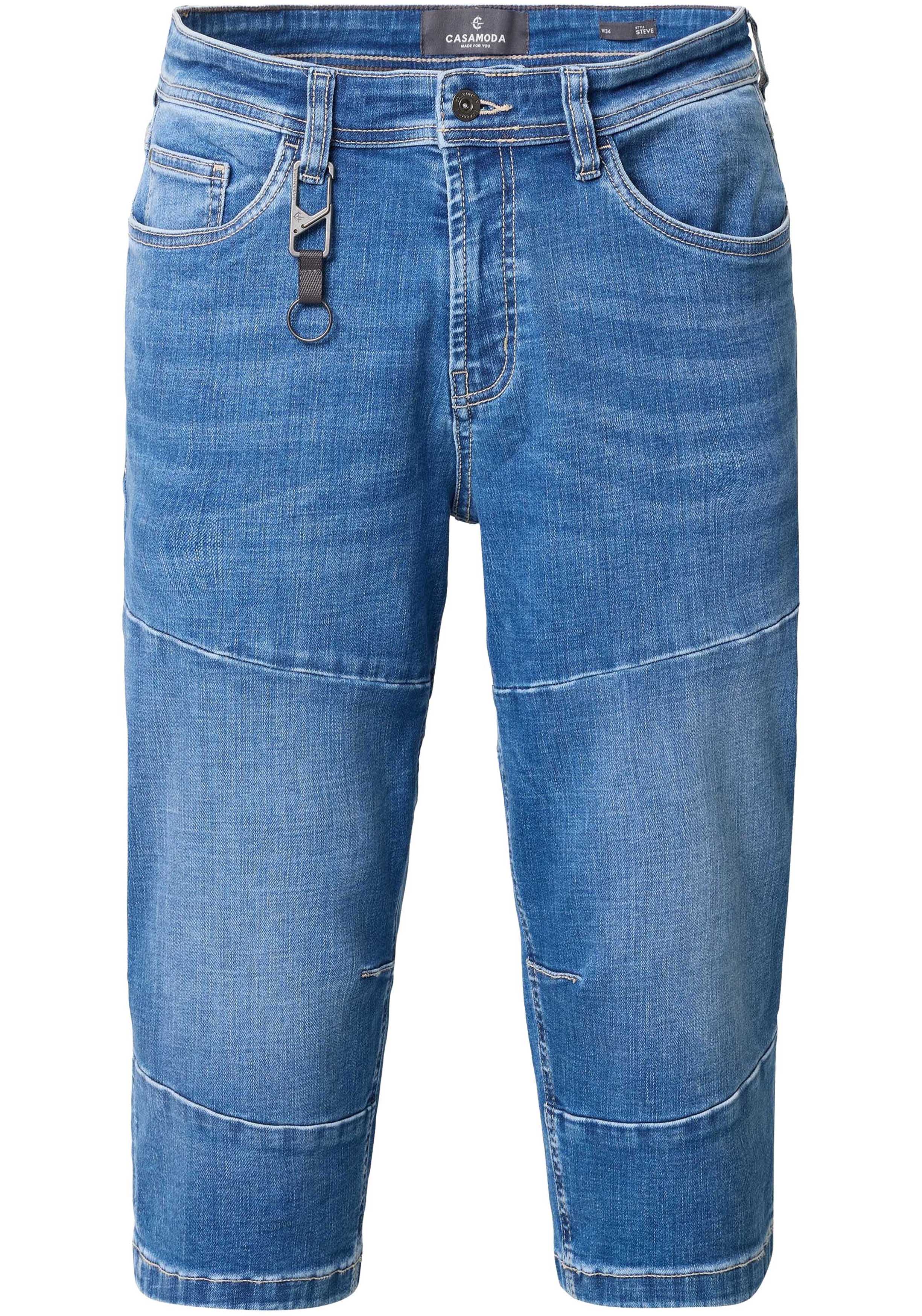 CASA MODA driekwart jeans STEVE, heren 5-pocket spijker bermuda over de knie, blauw