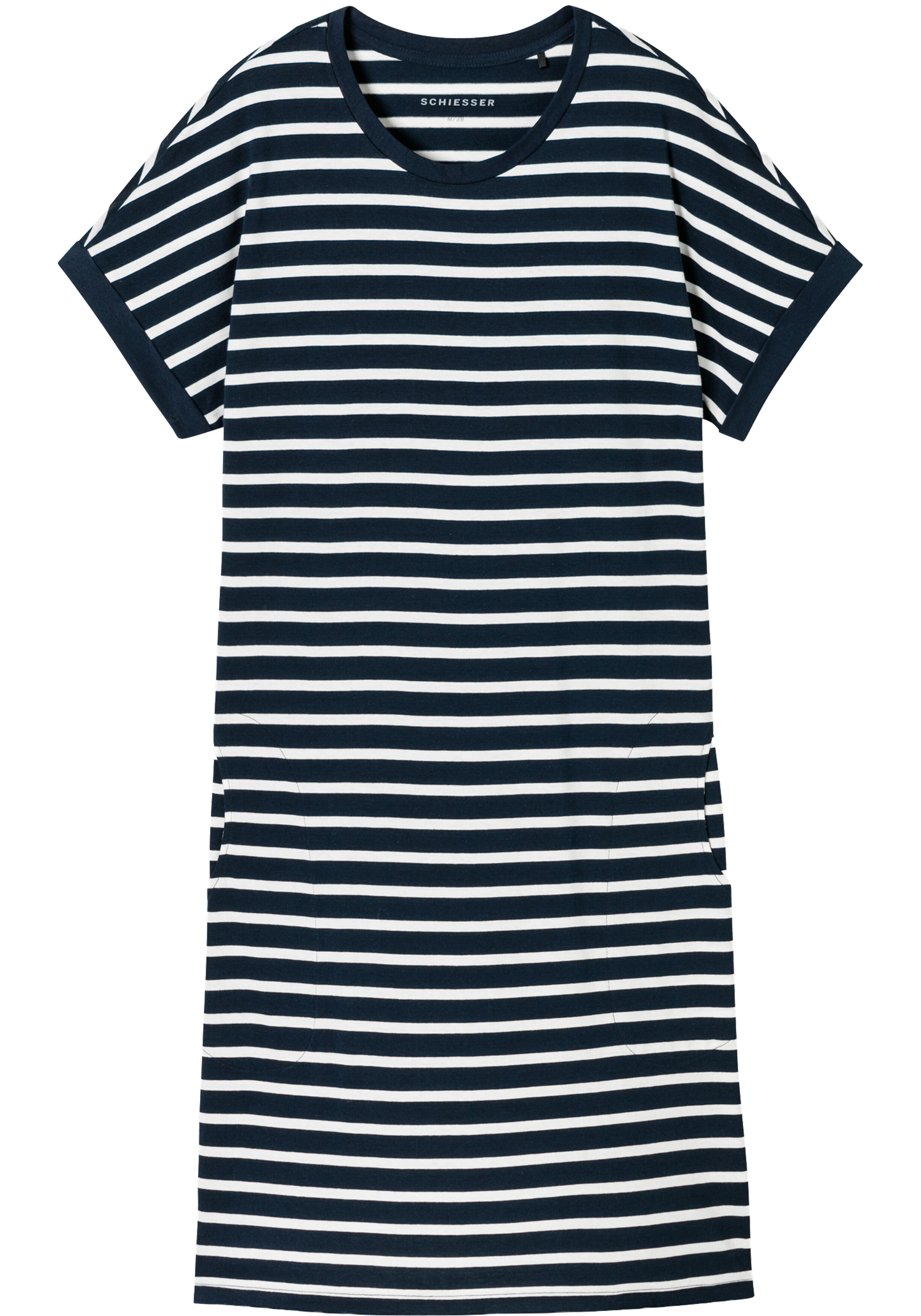 SCHIESSER dames Cotton Essentials Slaapshirt, dames slaapshirt, nachtblauw gestreept