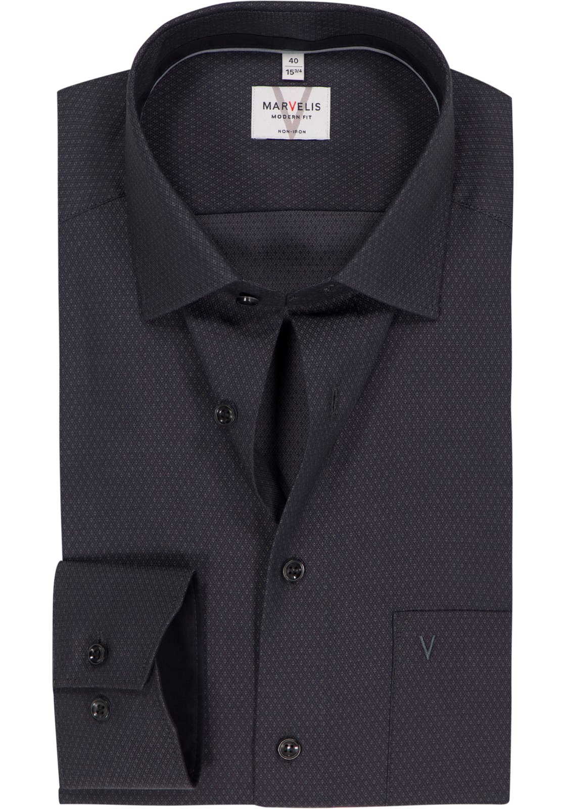 MARVELIS modern fit overhemd, mouwlengte 7, structuur, zwart MARVELIS modern fit overhemd, mouwlengte 7, structuur, zwart