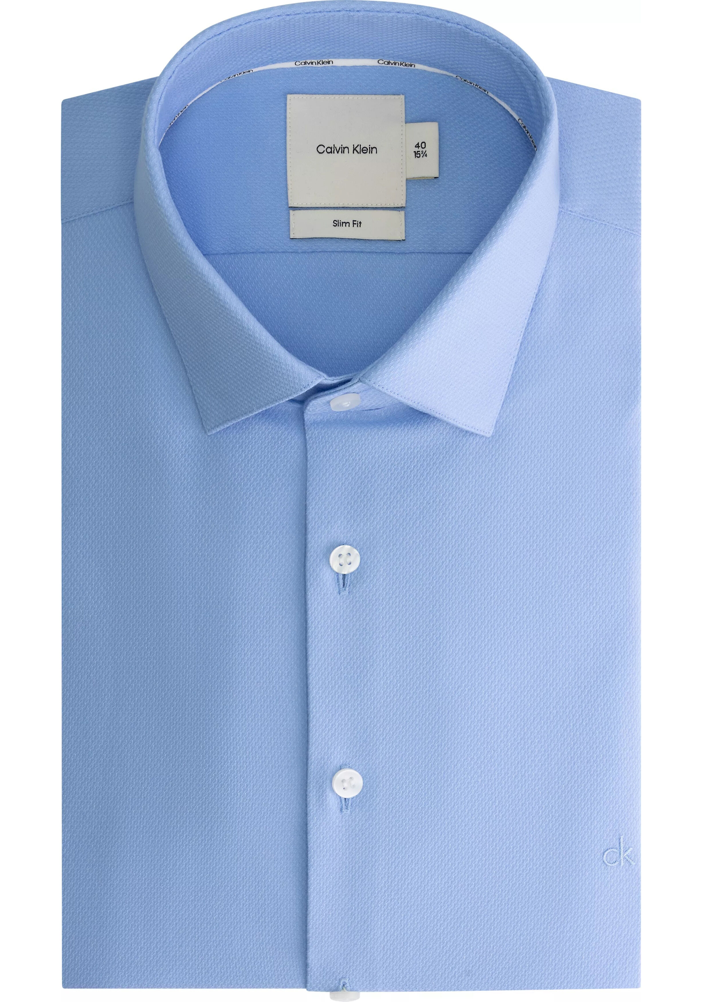 Calvin Klein slim fit overhemd, structuur, lichtblauw