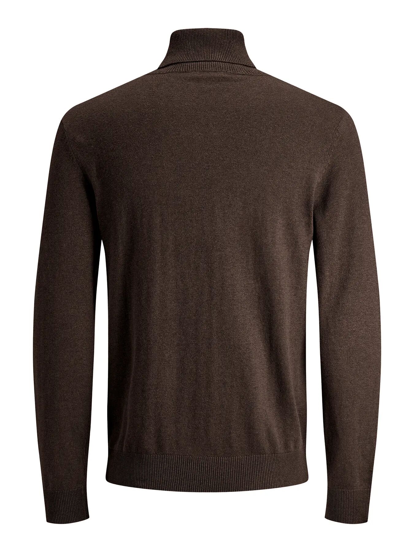 JACK & JONES Emil knit roll neck slim fit, heren pullover viscosemengsel met col, bruin (mulch twist)