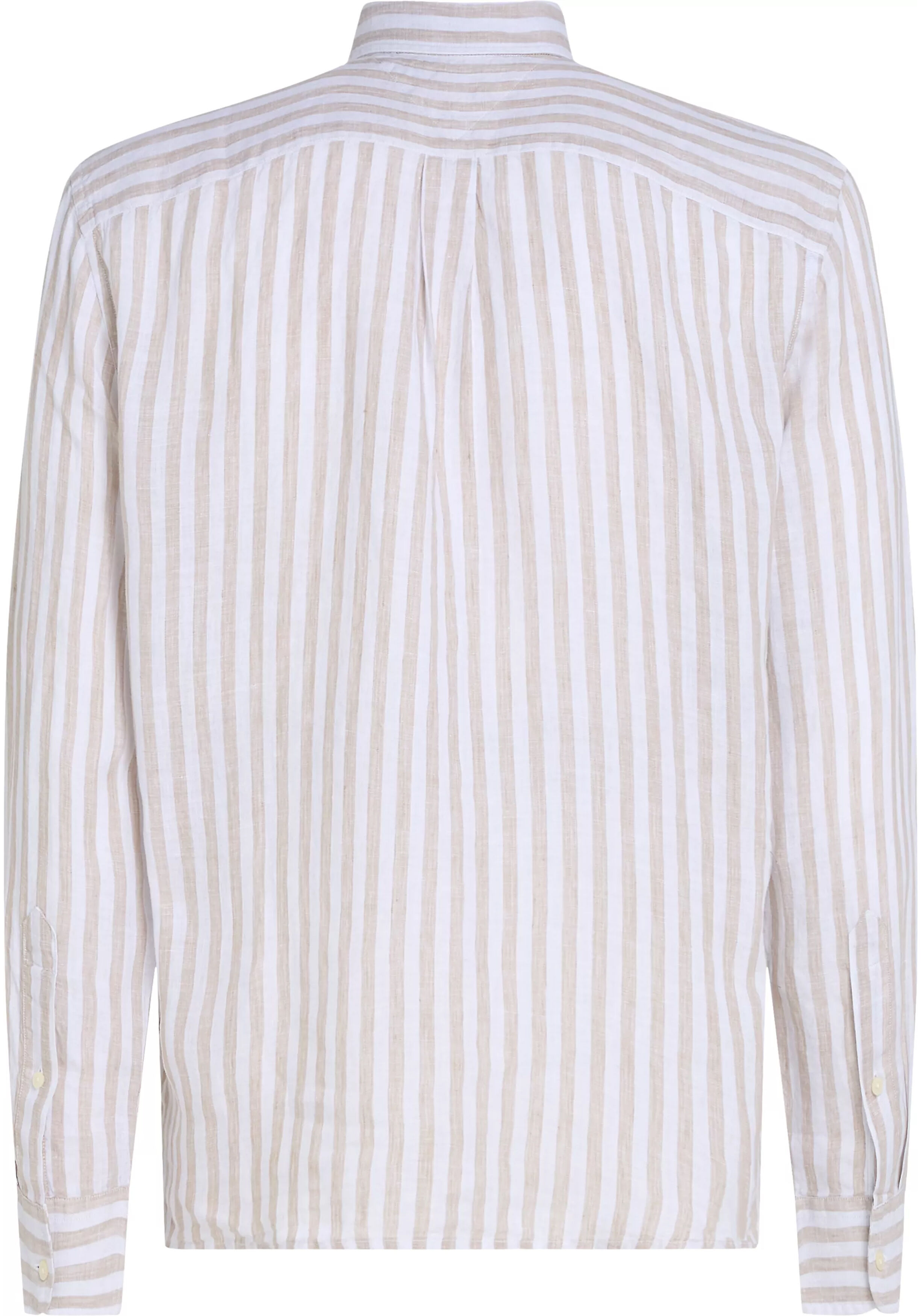 Tommy Hilfiger Linen Essential Regular Fit Shirt, structuur, beige met wit gestreept