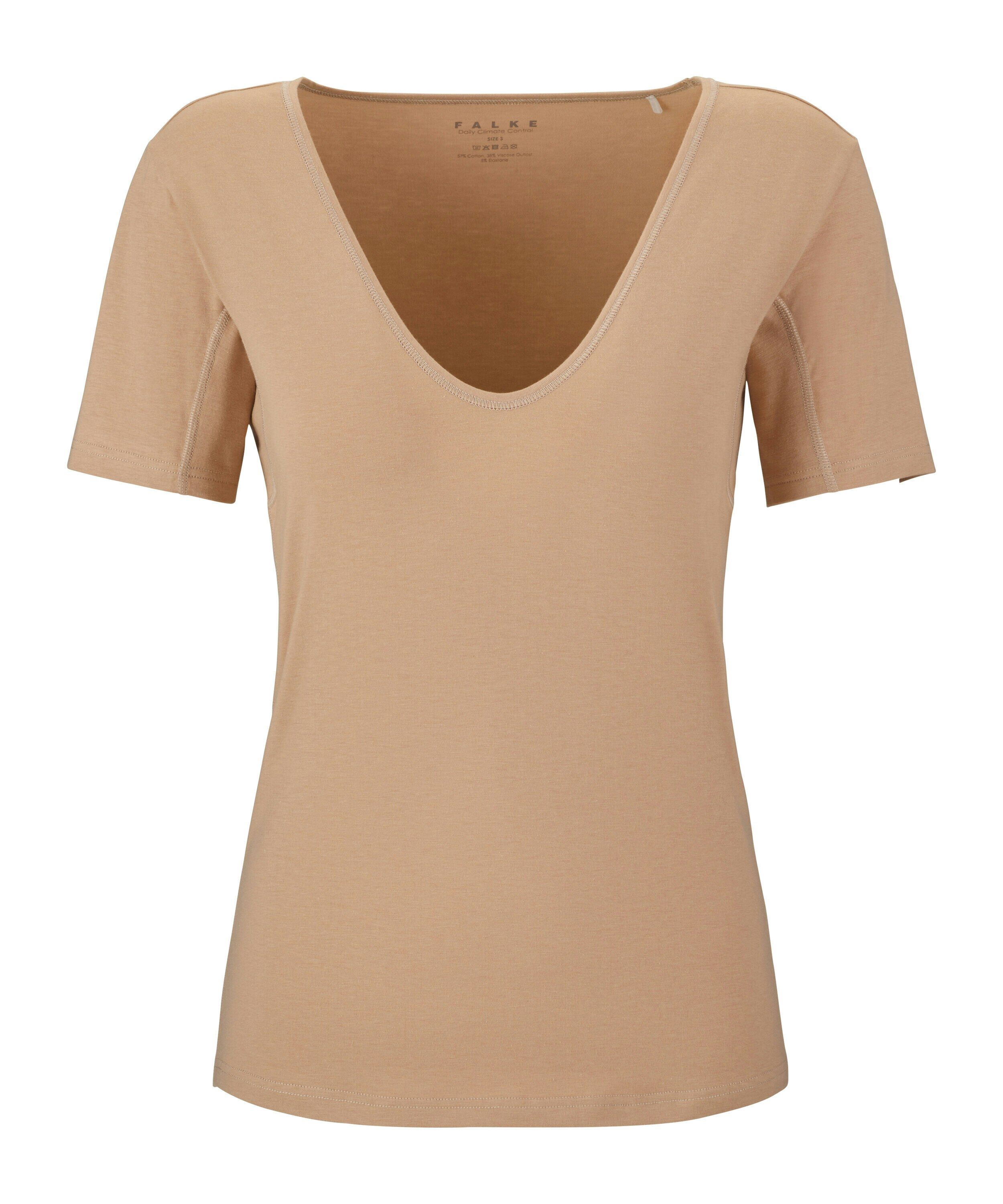 FALKE dames T-shirt Daily Climate Control, korte mouw, beige (camelange)