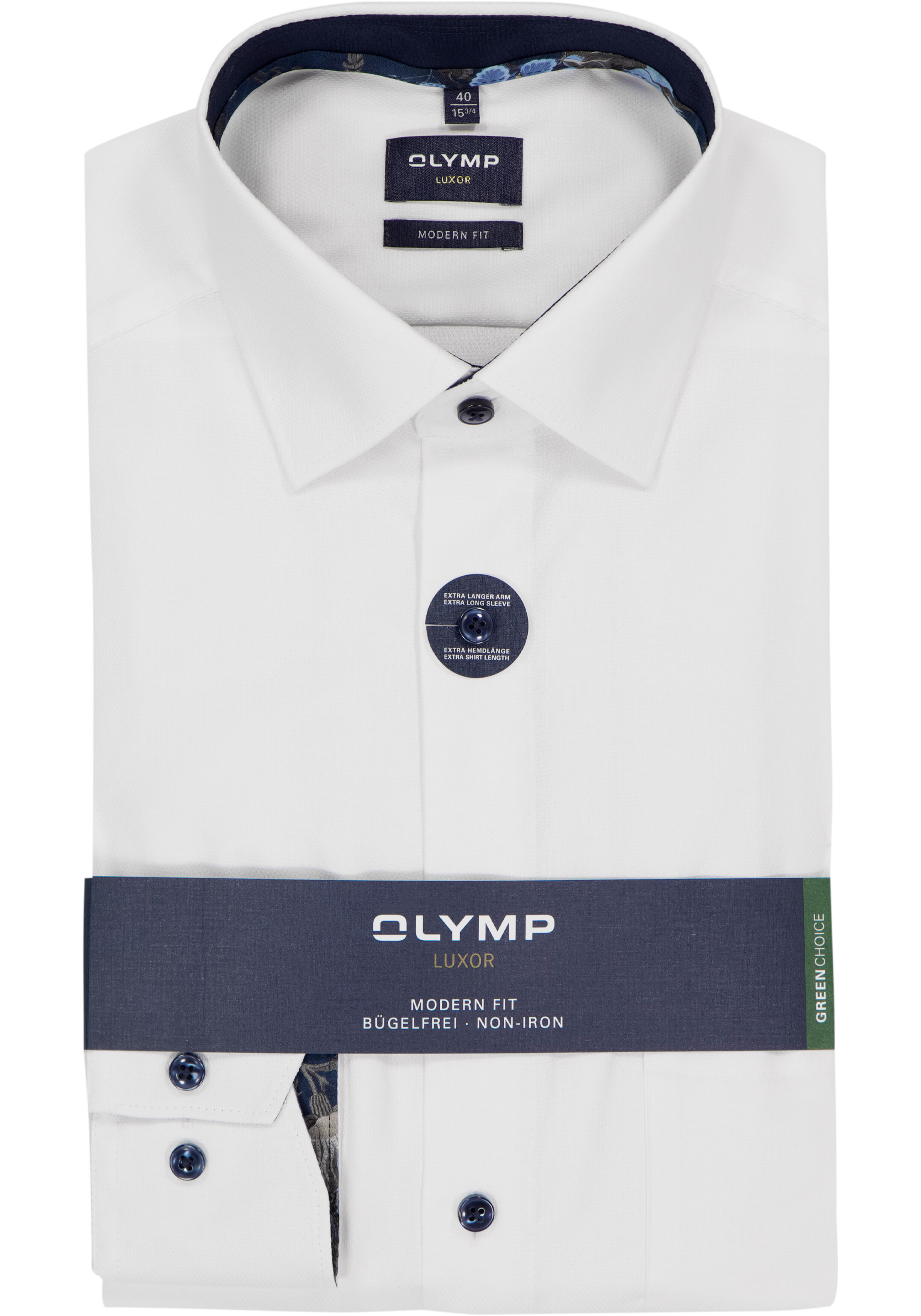 OLYMP Luxor modern fit overhemd, mouwlengte 7, structuur, wit