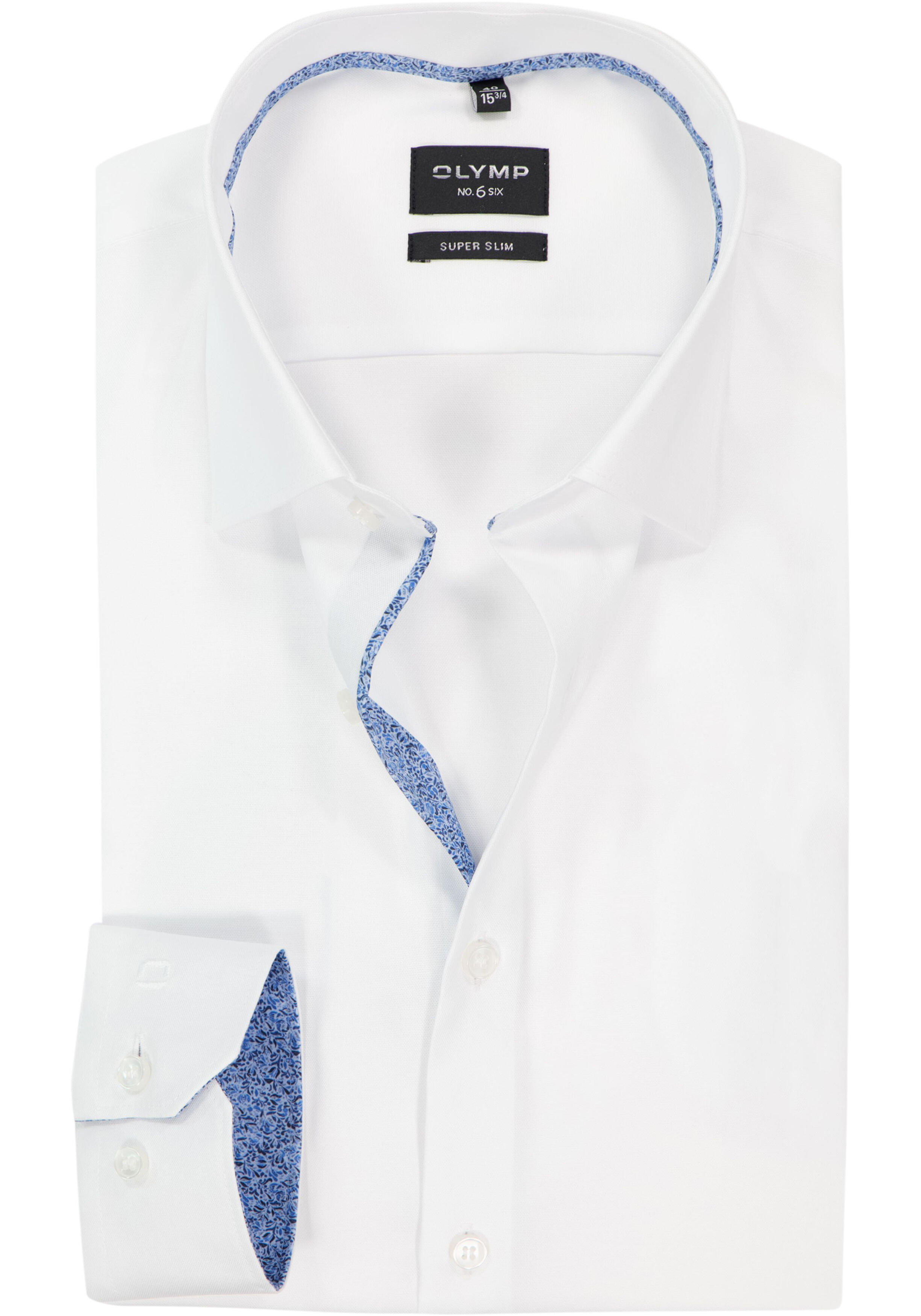 OLYMP No. 6 Six super slim fit overhemd, structuur, wit