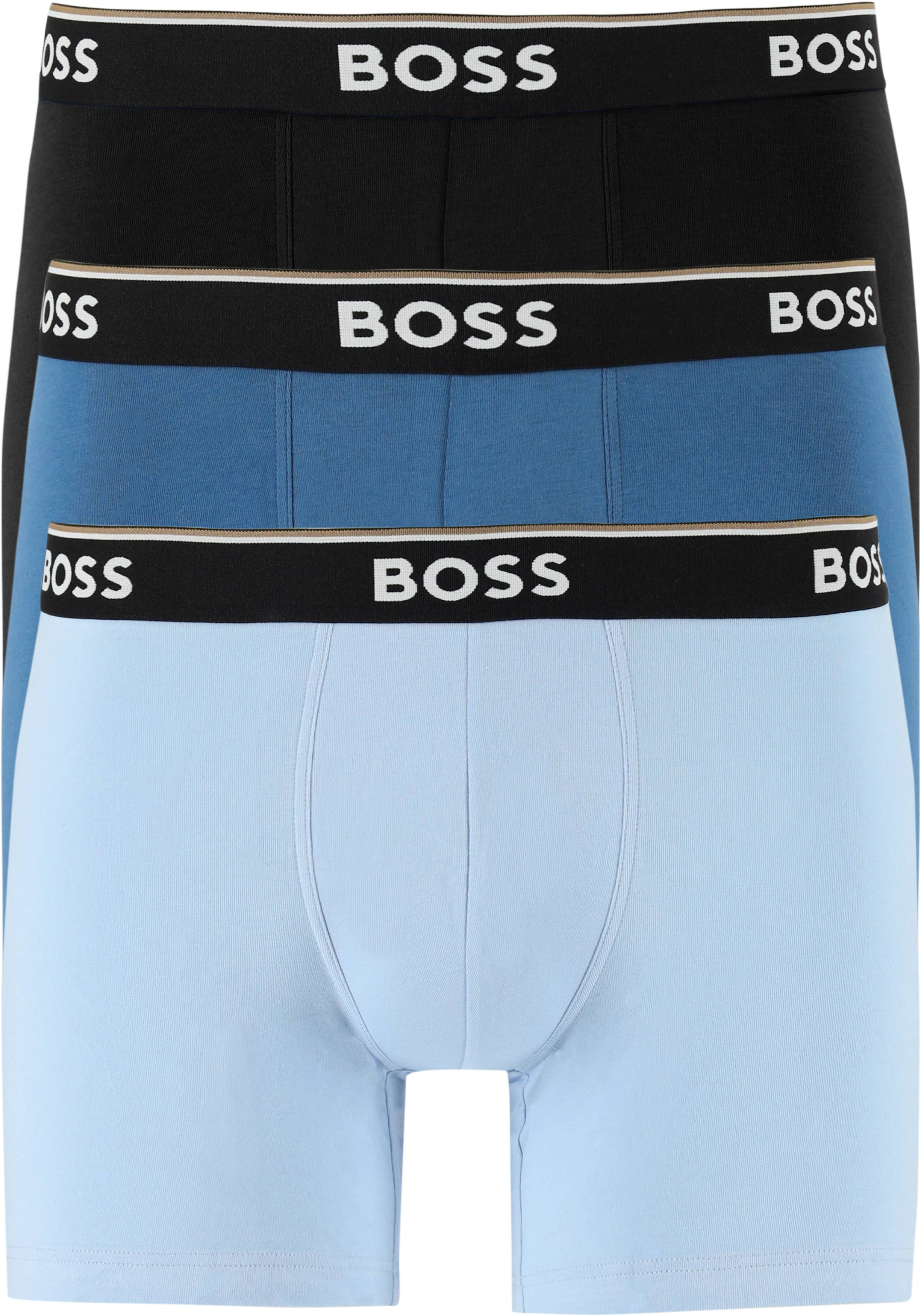 HUGO BOSS Power boxer briefs (3-pack), heren boxers normale lengte, 3 tinten blauw