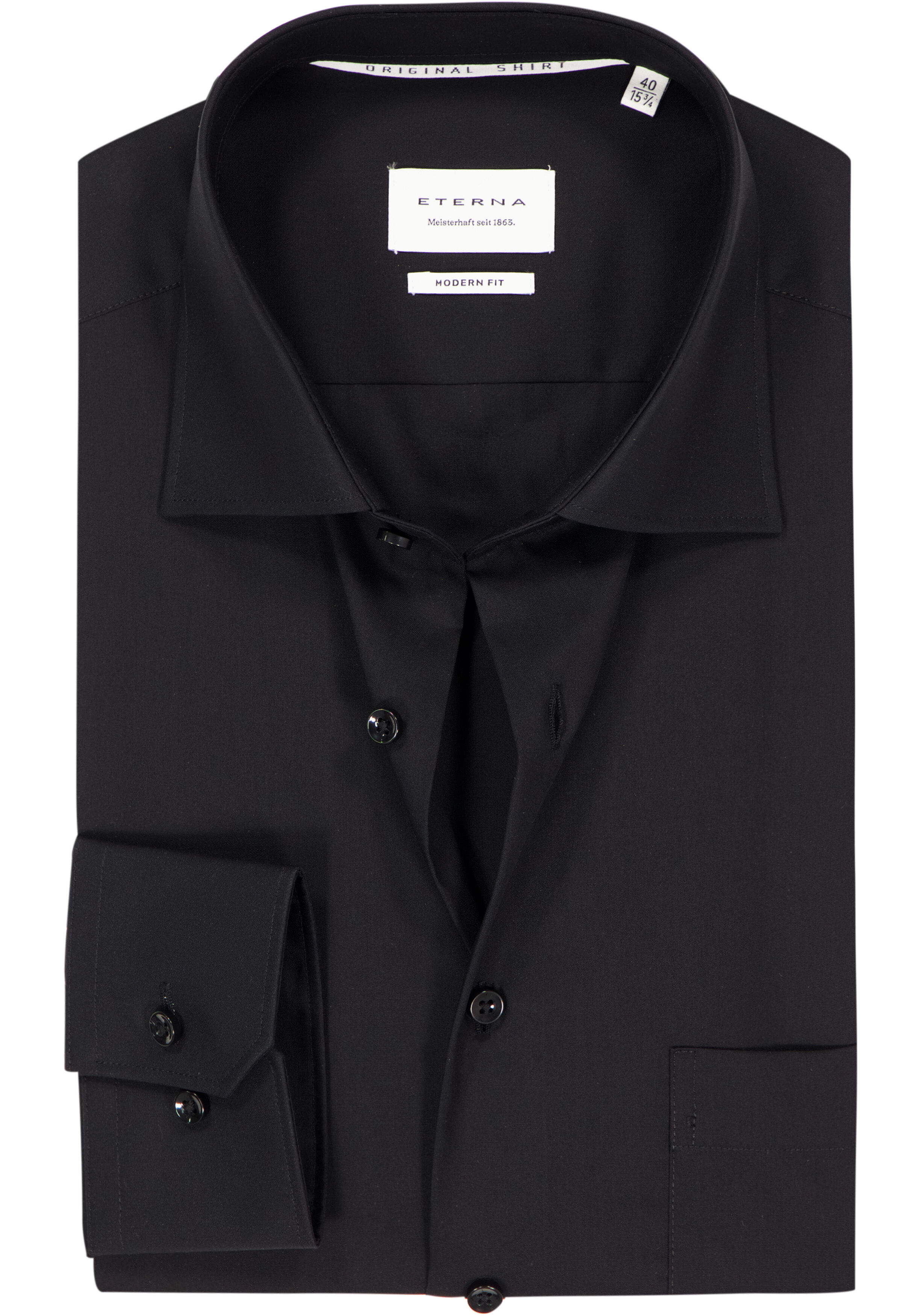 ETERNA modern fit overhemd mouwlengte 7, popeline, zwart