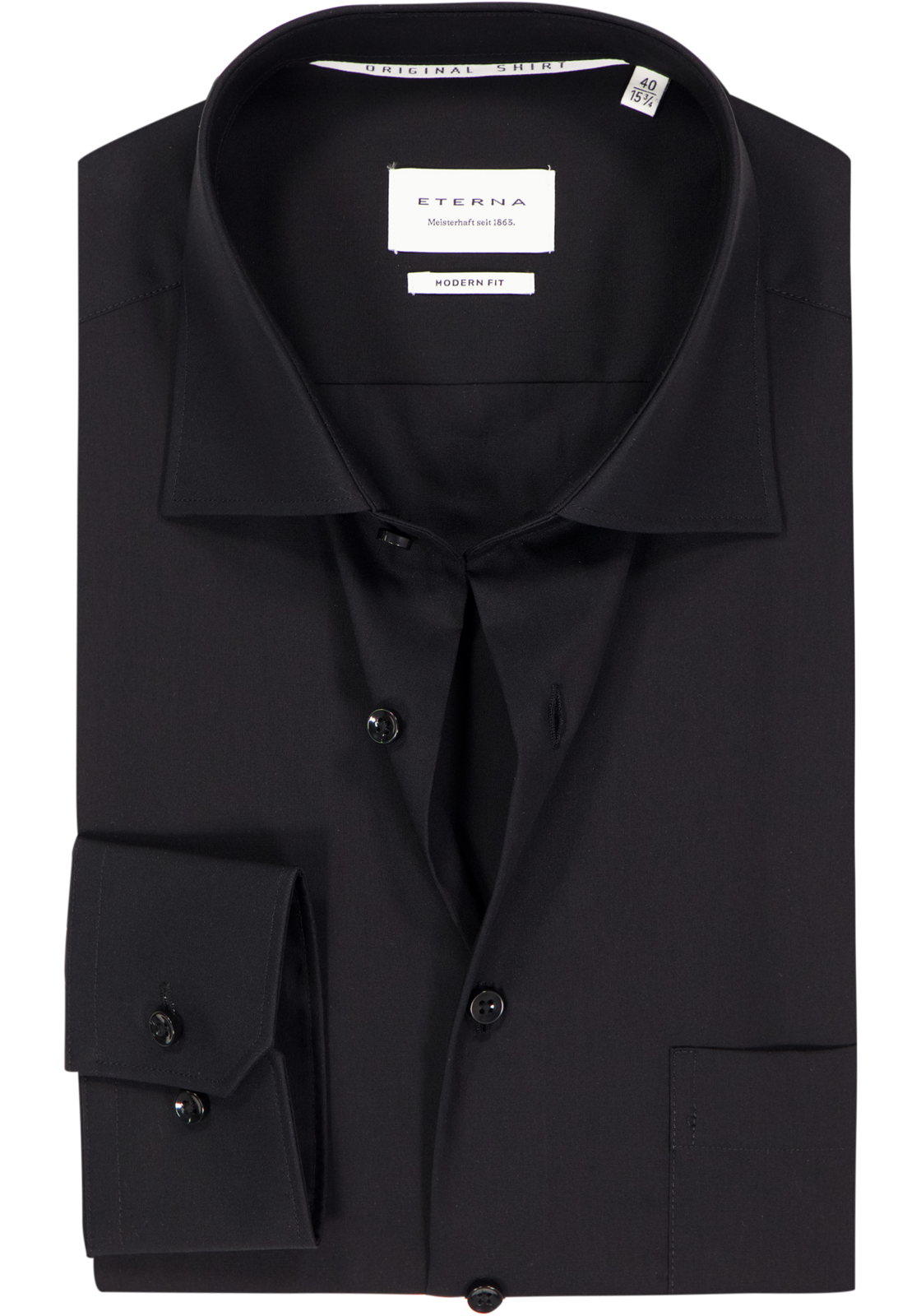 ETERNA modern fit overhemd mouwlengte 7, popeline, zwart ETERNA modern fit overhemd mouwlengte 7, popeline, zwart
