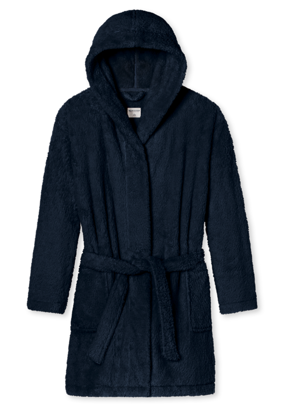 SCHIESSER Essentials badjas, dames kamerjas teddyfleece comfort fit donkerblauw SCHIESSER Essentials badjas, dames kamerjas teddyfleece comfort fit donkerblauw