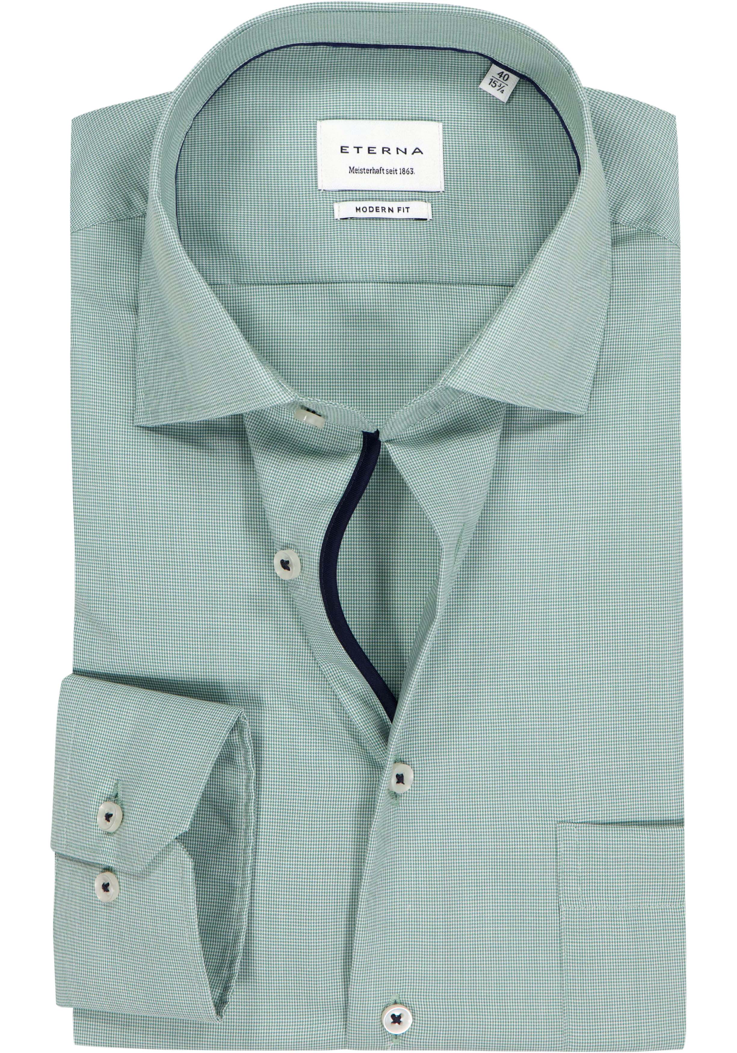 ETERNA modern fit overhemd, structuur, groen