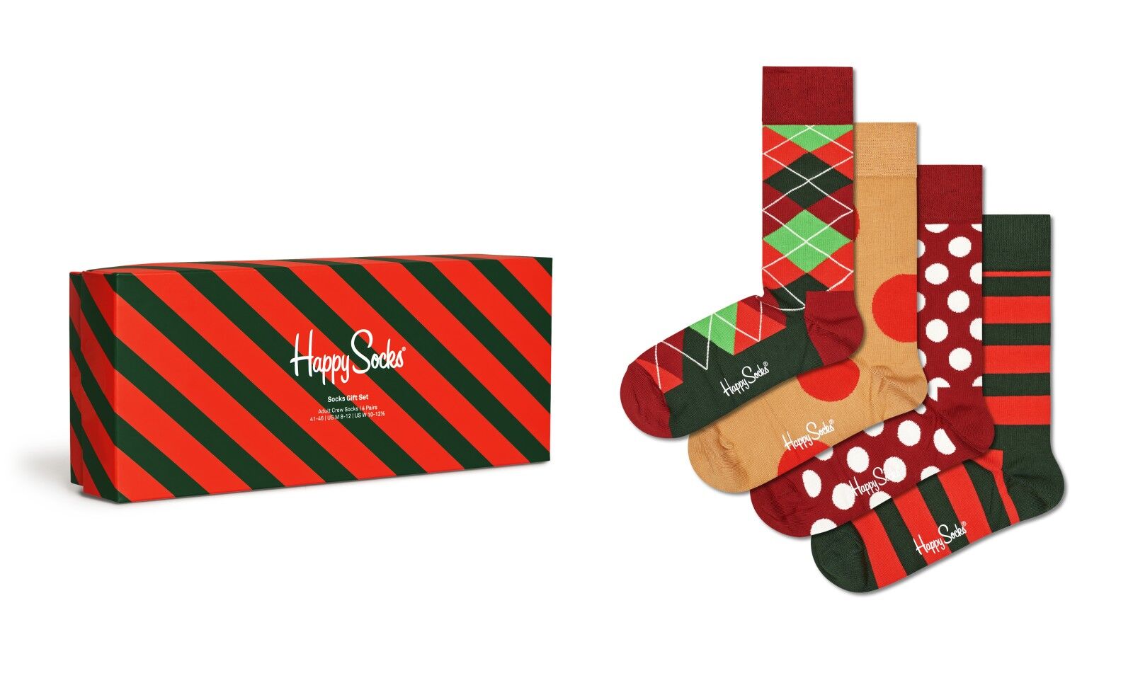 Happy Socks Holiday Classics Gift Set (4-pack), unisex sokken in cadeauverpakking