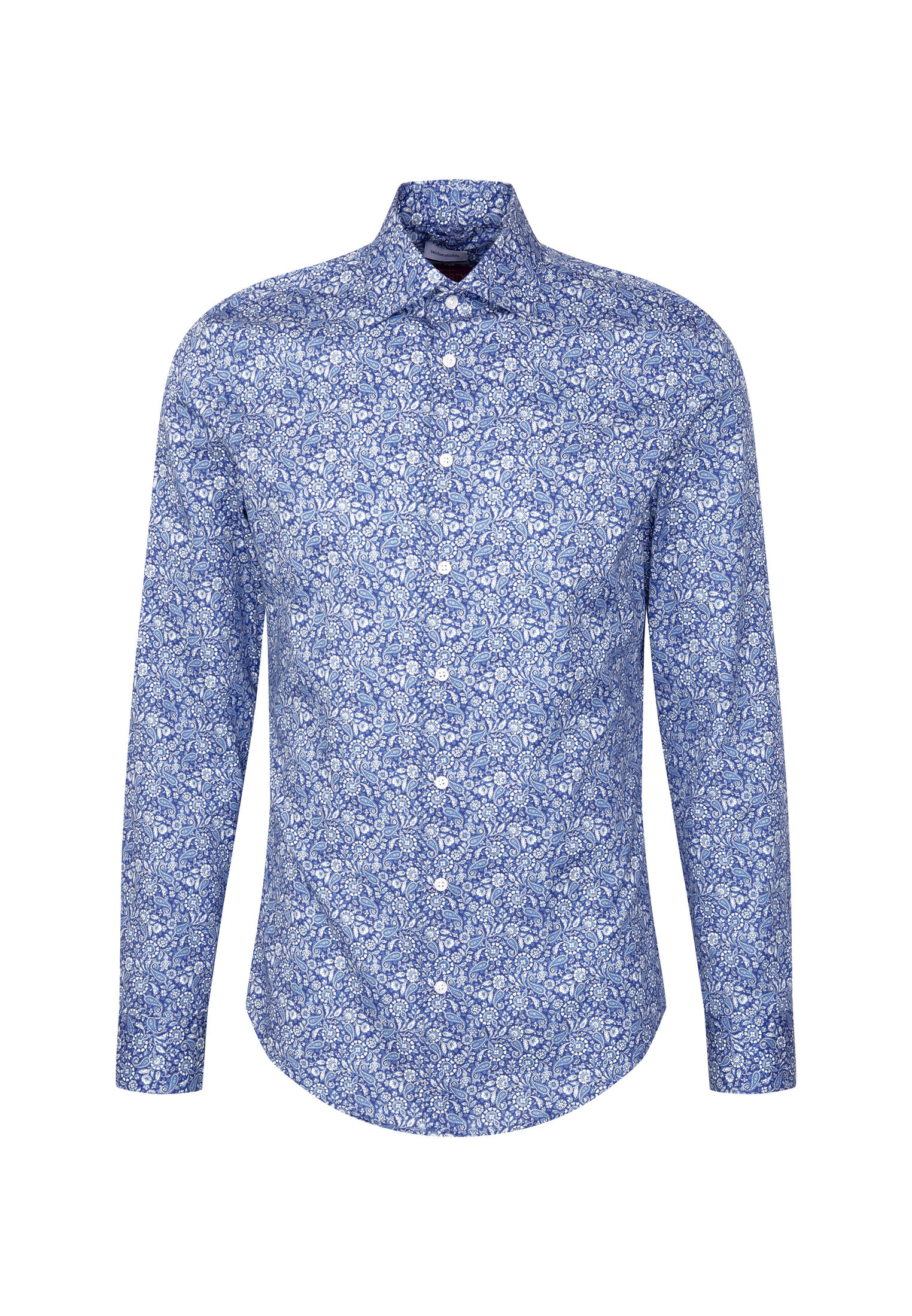 Seidensticker shaped fit overhemd, popeline, blauw dessin